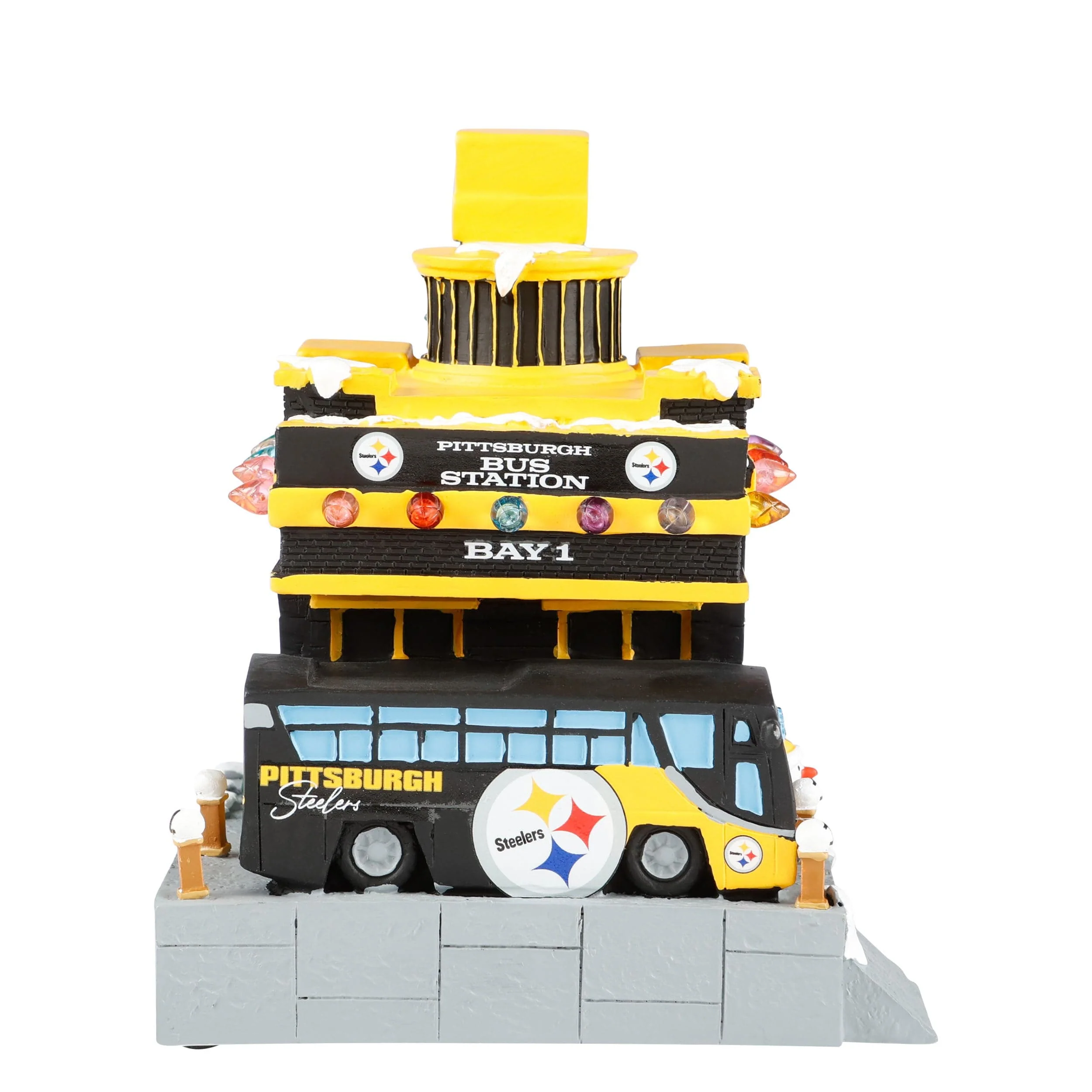 Pittsburgh Steelers NFL Light Up Resin Team Bus Station - Image 3