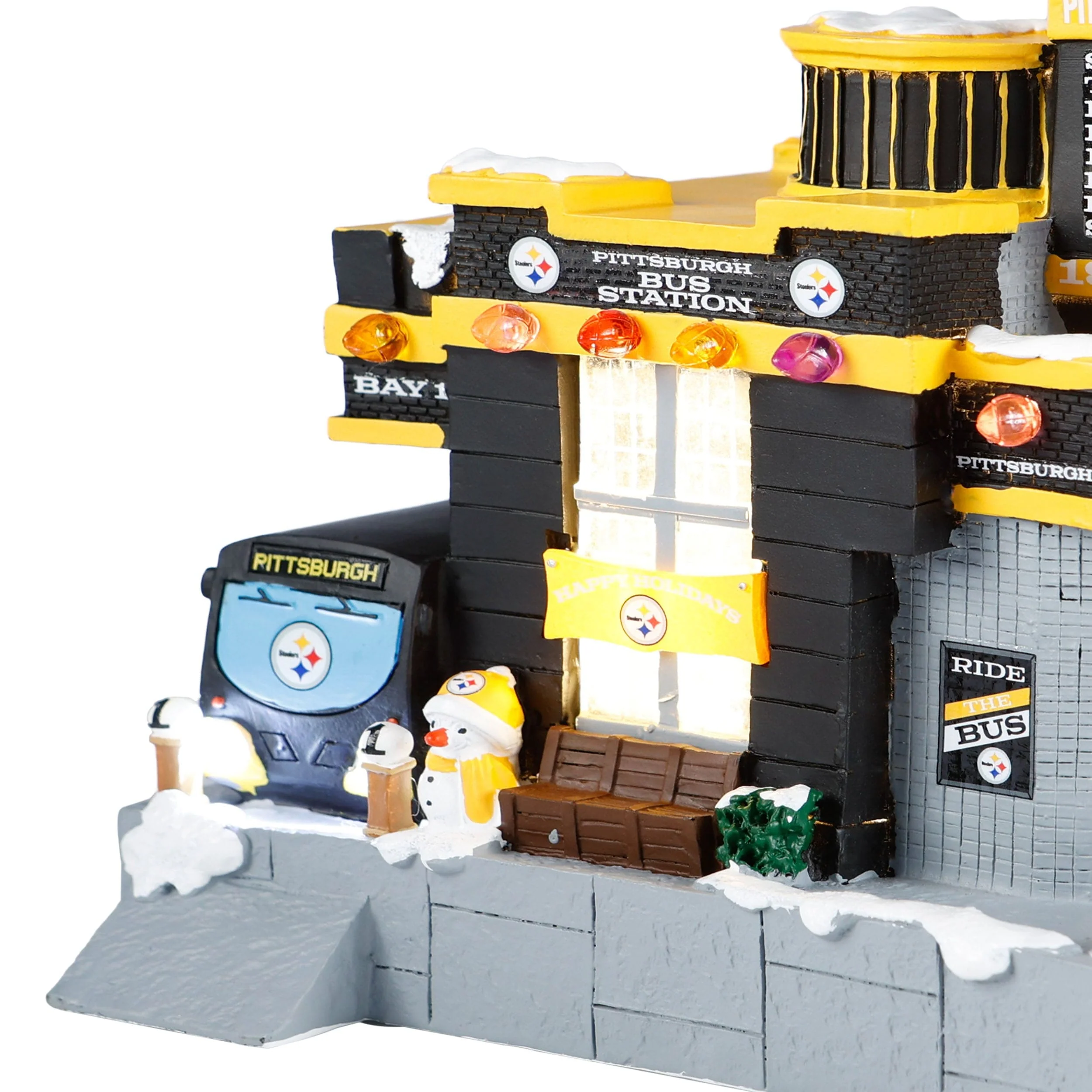 Pittsburgh Steelers NFL Light Up Resin Team Bus Station - Image 4
