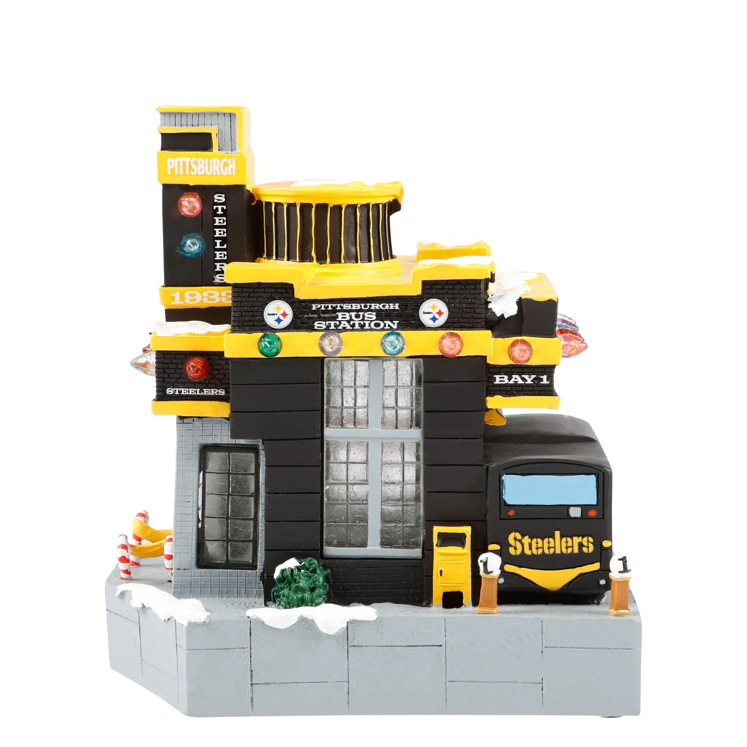 Pittsburgh Steelers NFL Light Up Resin Team Bus Station - Image 5