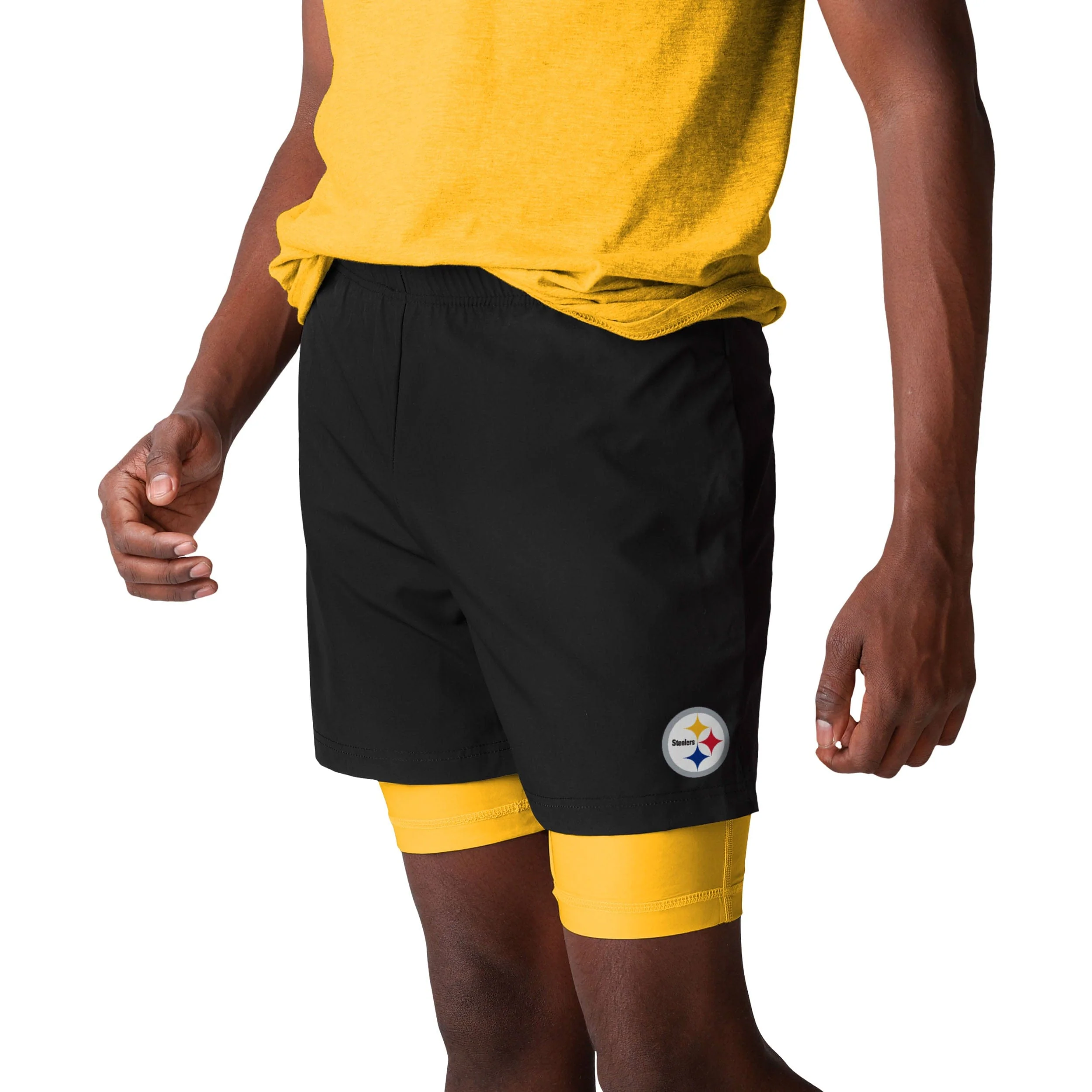 Pittsburgh Steelers NFL Mens Black Team Color Lining Shorts - Image 2