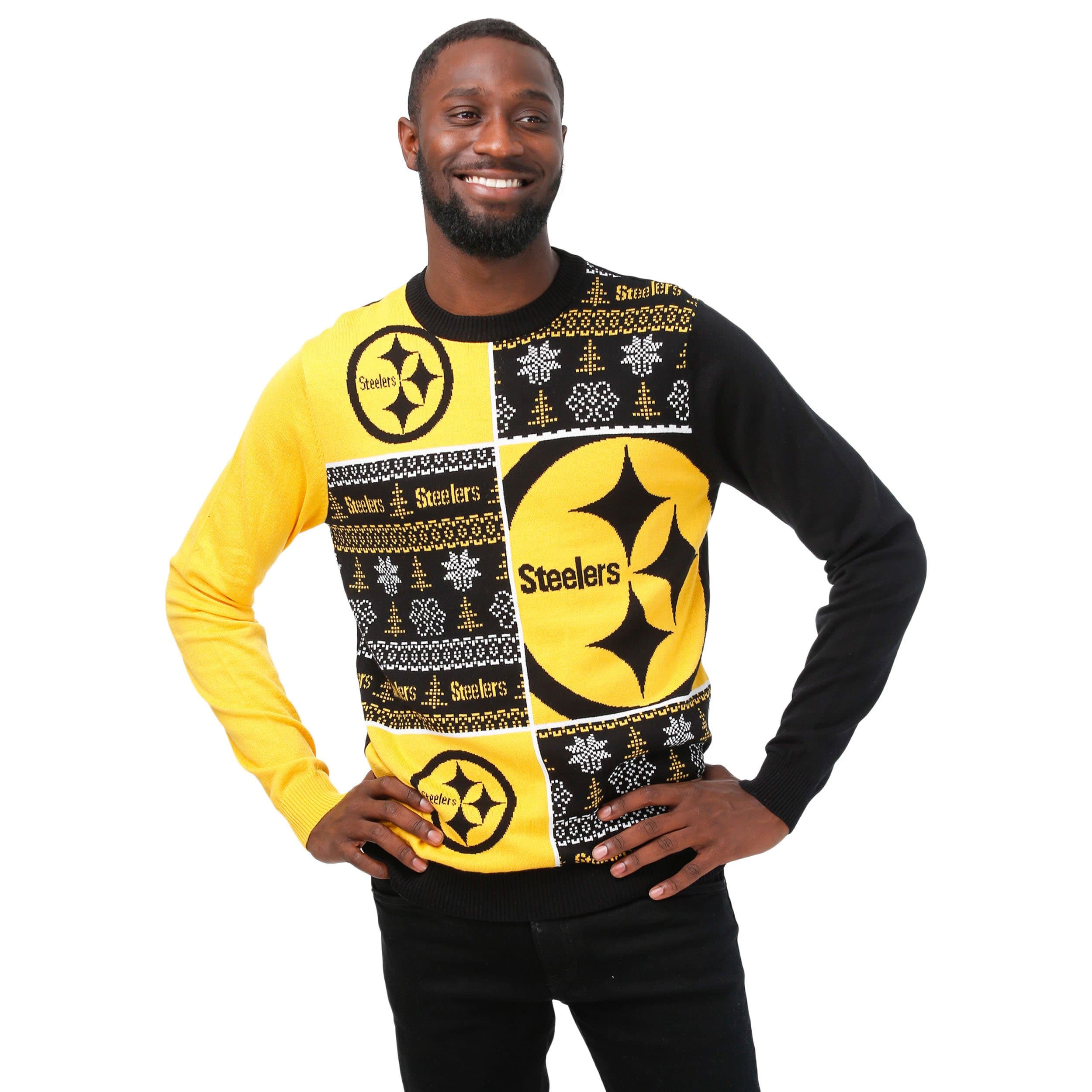 Pittsburgh Steelers NFL Mens Busy Block Snowfall Sweater - Image 2