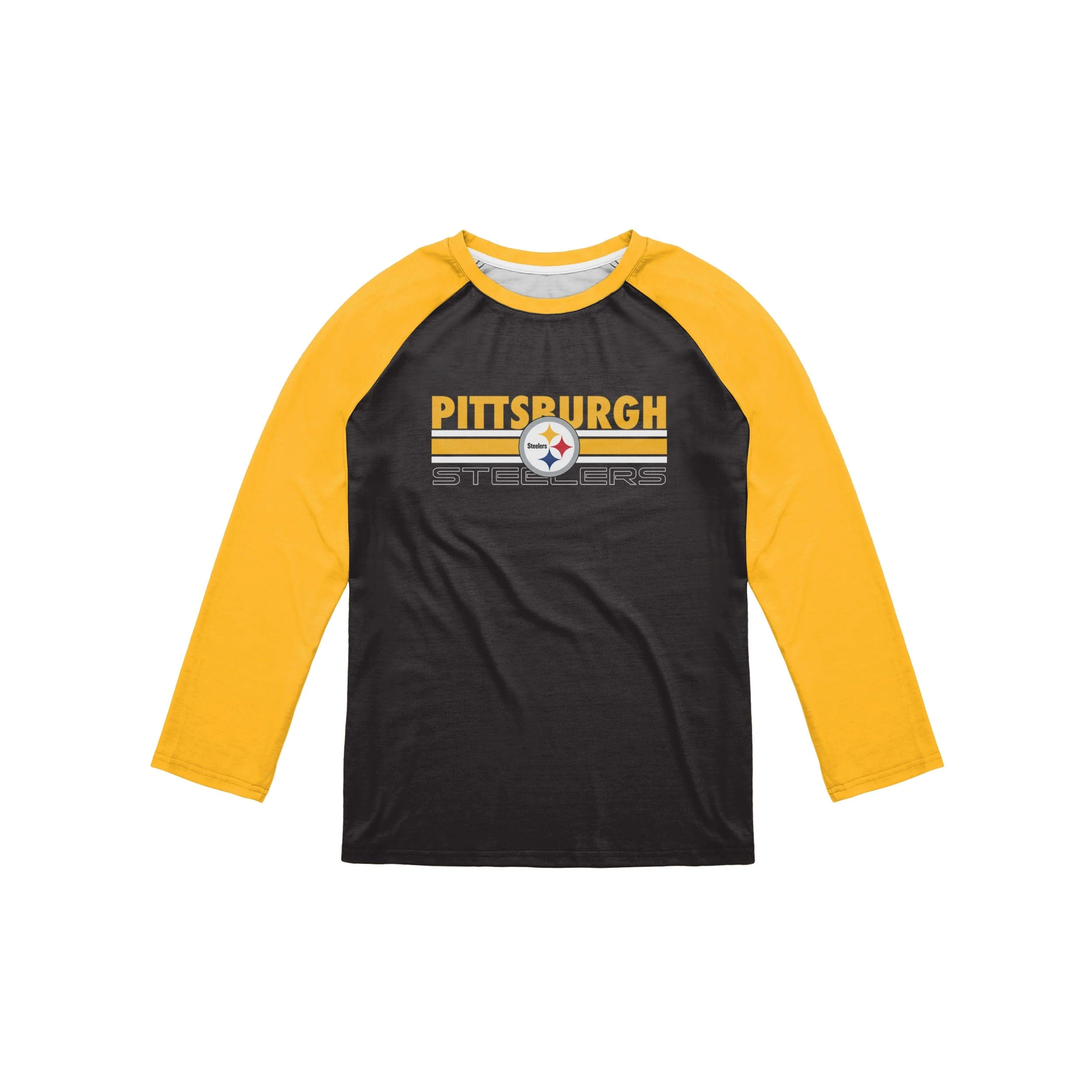Pittsburgh Steelers NFL Mens Colorblock Wordmark Raglan T-Shirt - Image 3