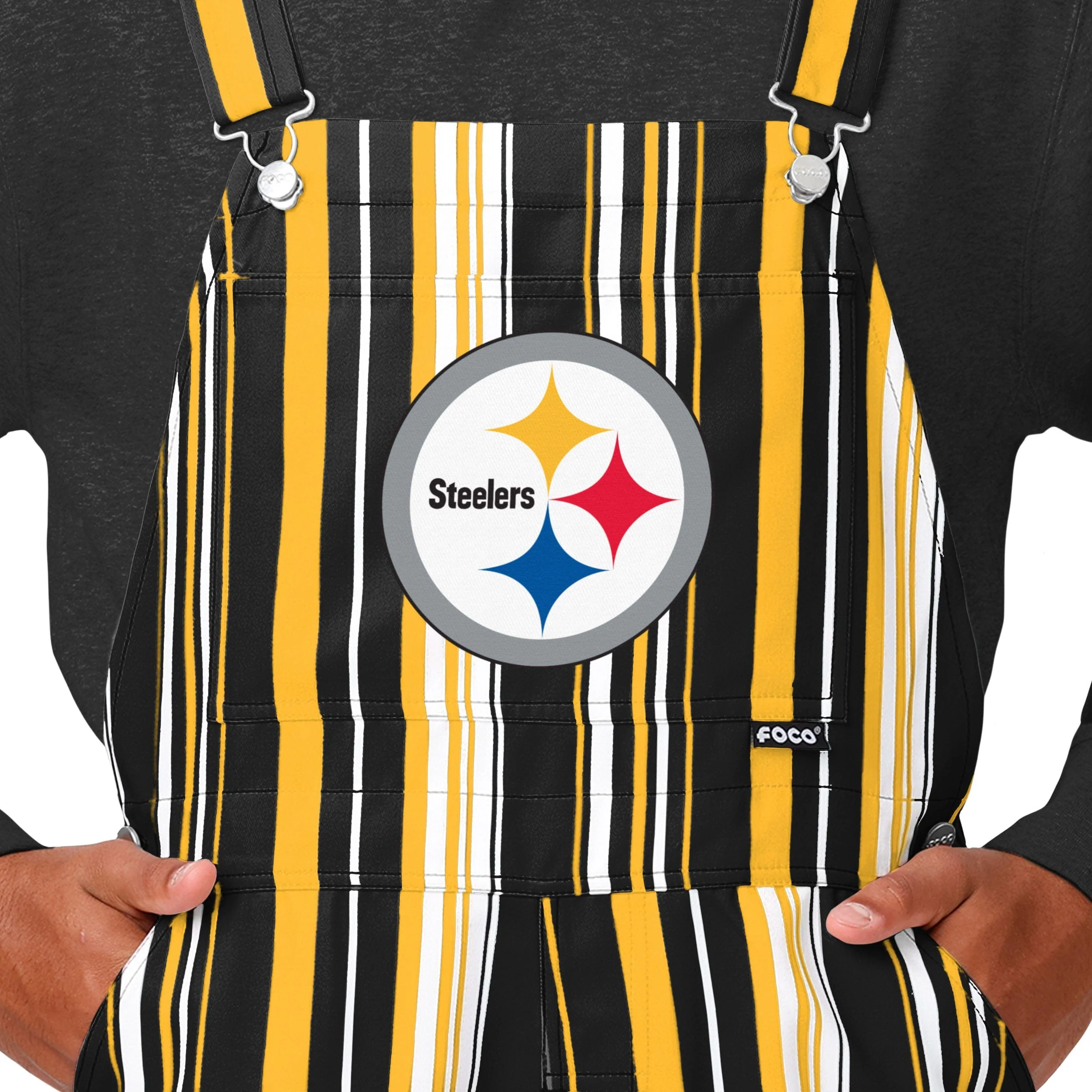 Pittsburgh Steelers NFL Mens Hyper Stripe Bib Overalls - Image 4