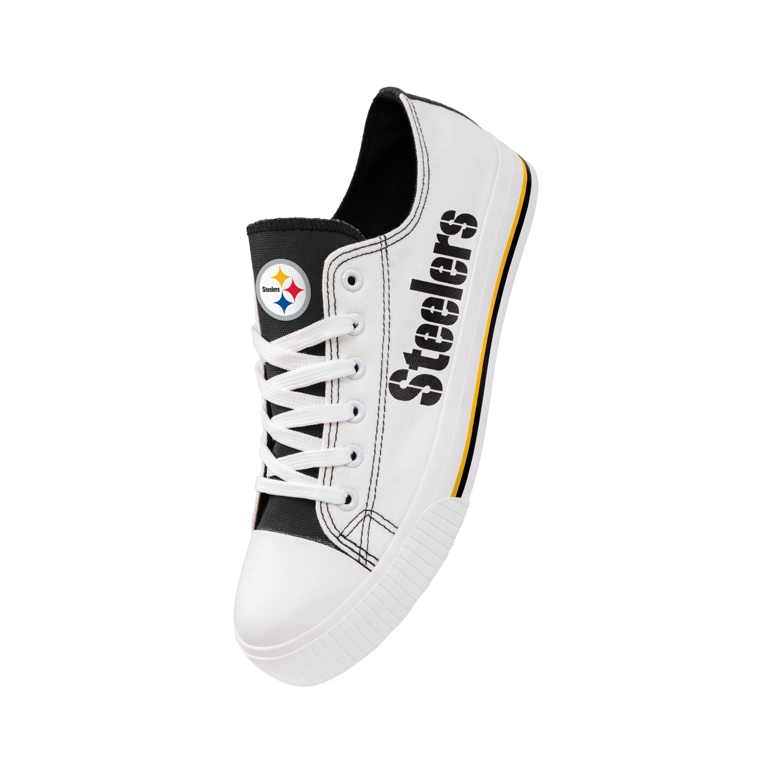 Pittsburgh Steelers NFL Mens Low Top White Canvas Shoes - Image 4