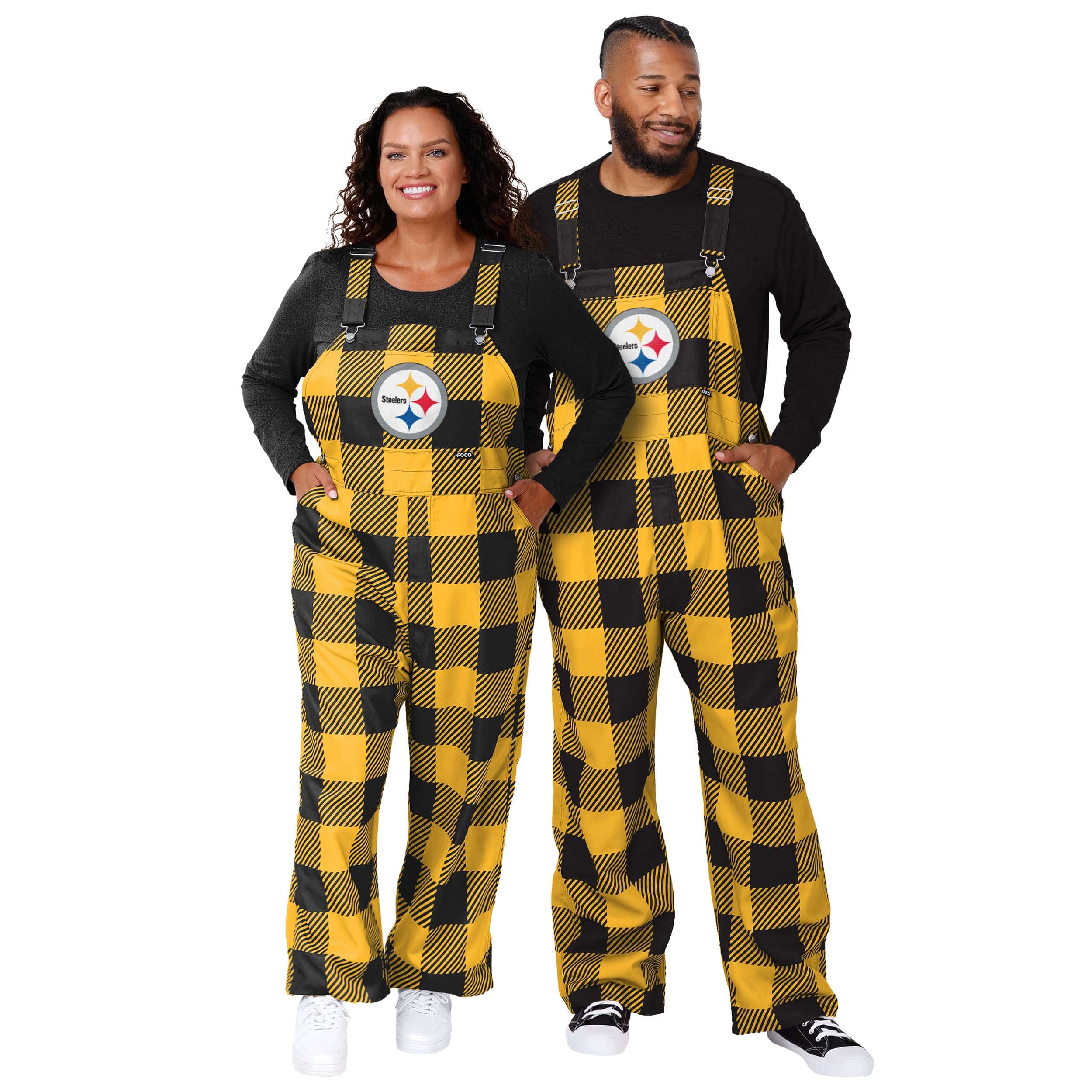 Pittsburgh Steelers NFL Mens Plaid Bib Overalls - Image 3