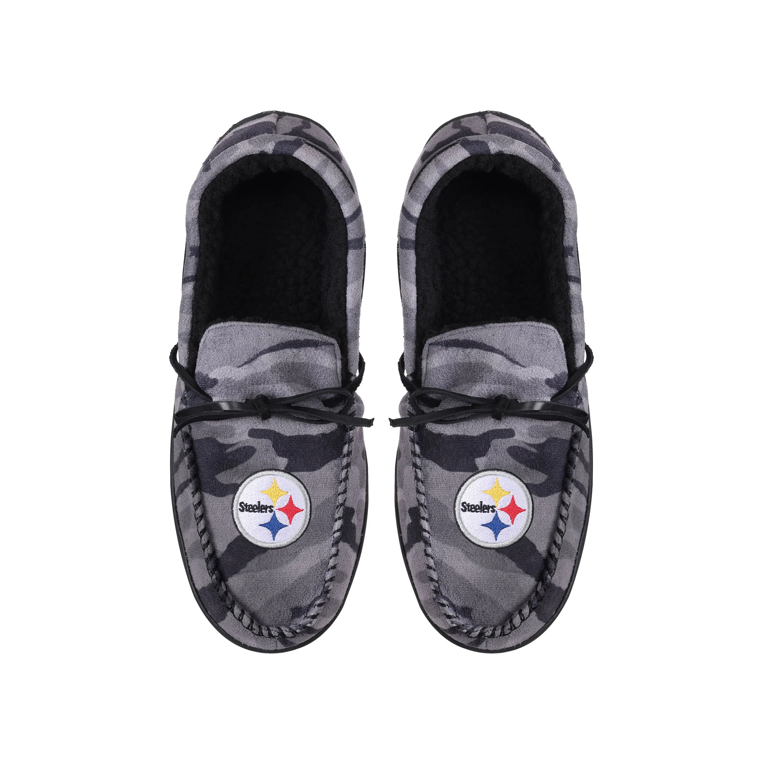 Pittsburgh Steelers NFL Mens Printed Camo Moccasin Slippers - Image 4