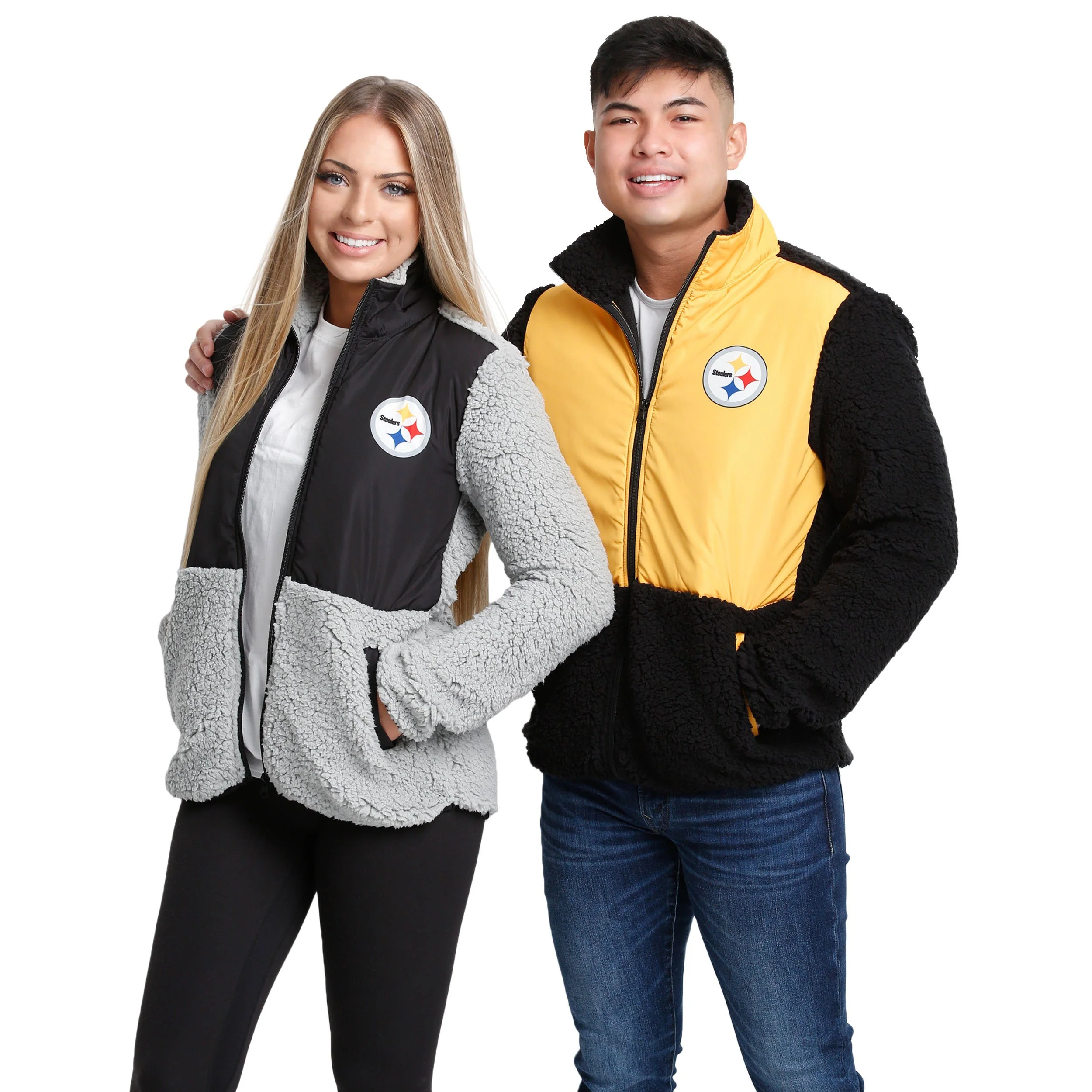 Pittsburgh Steelers NFL Mens Sherpa Soft Zip Up Jacket - Image 5