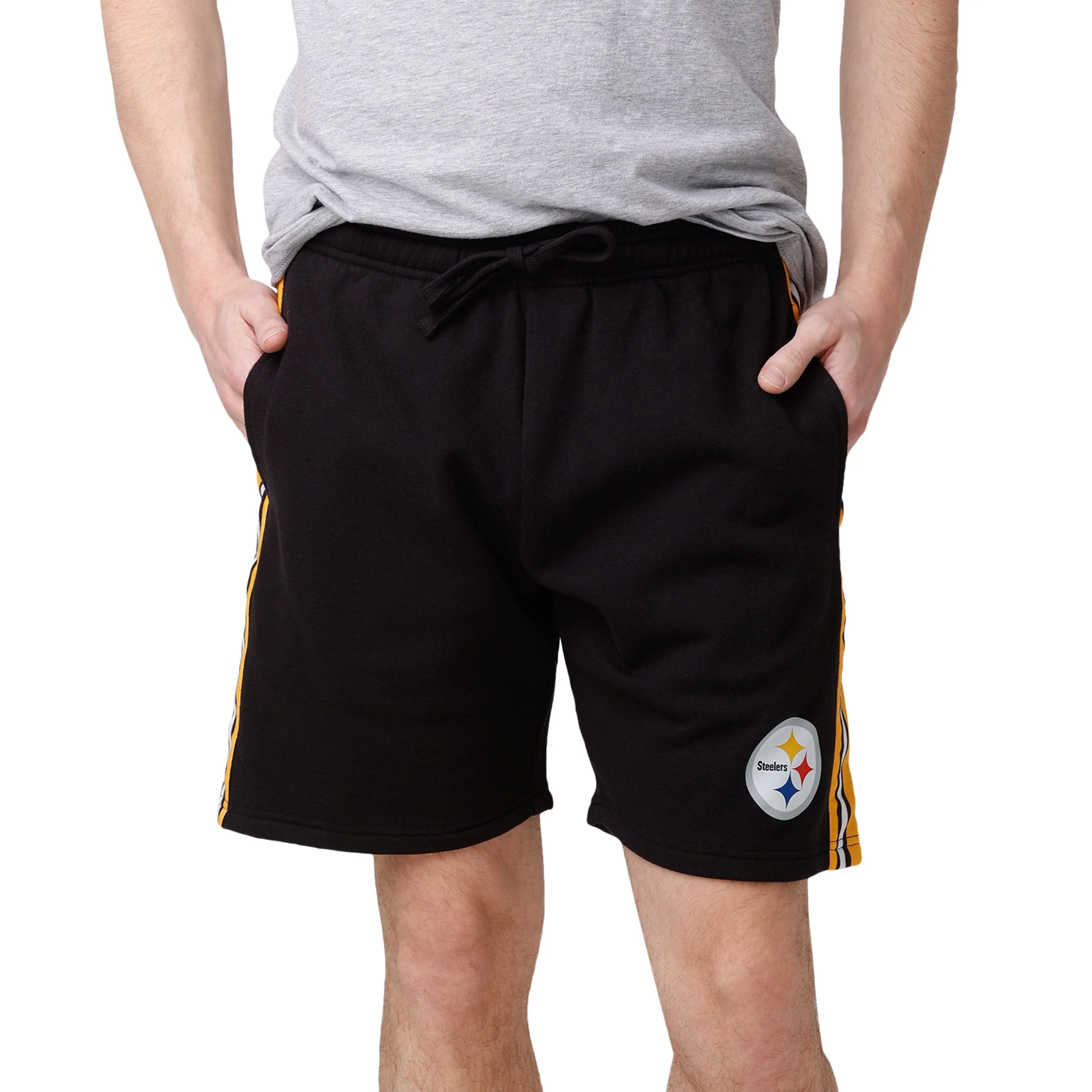 Pittsburgh Steelers NFL Mens Side Stripe Fleece Shorts