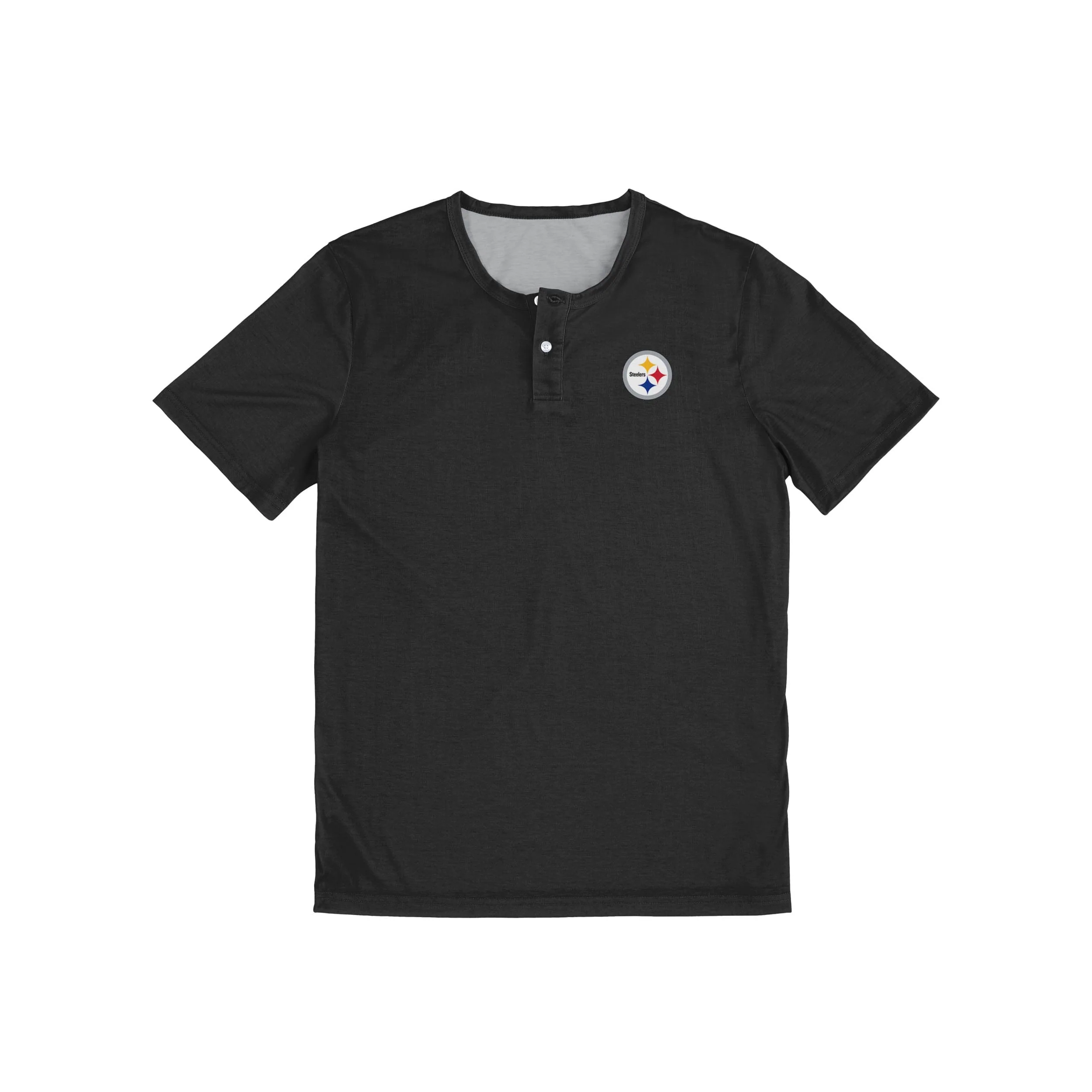Pittsburgh Steelers NFL Mens Solid Team Logo Short Sleeve Henley - Image 4