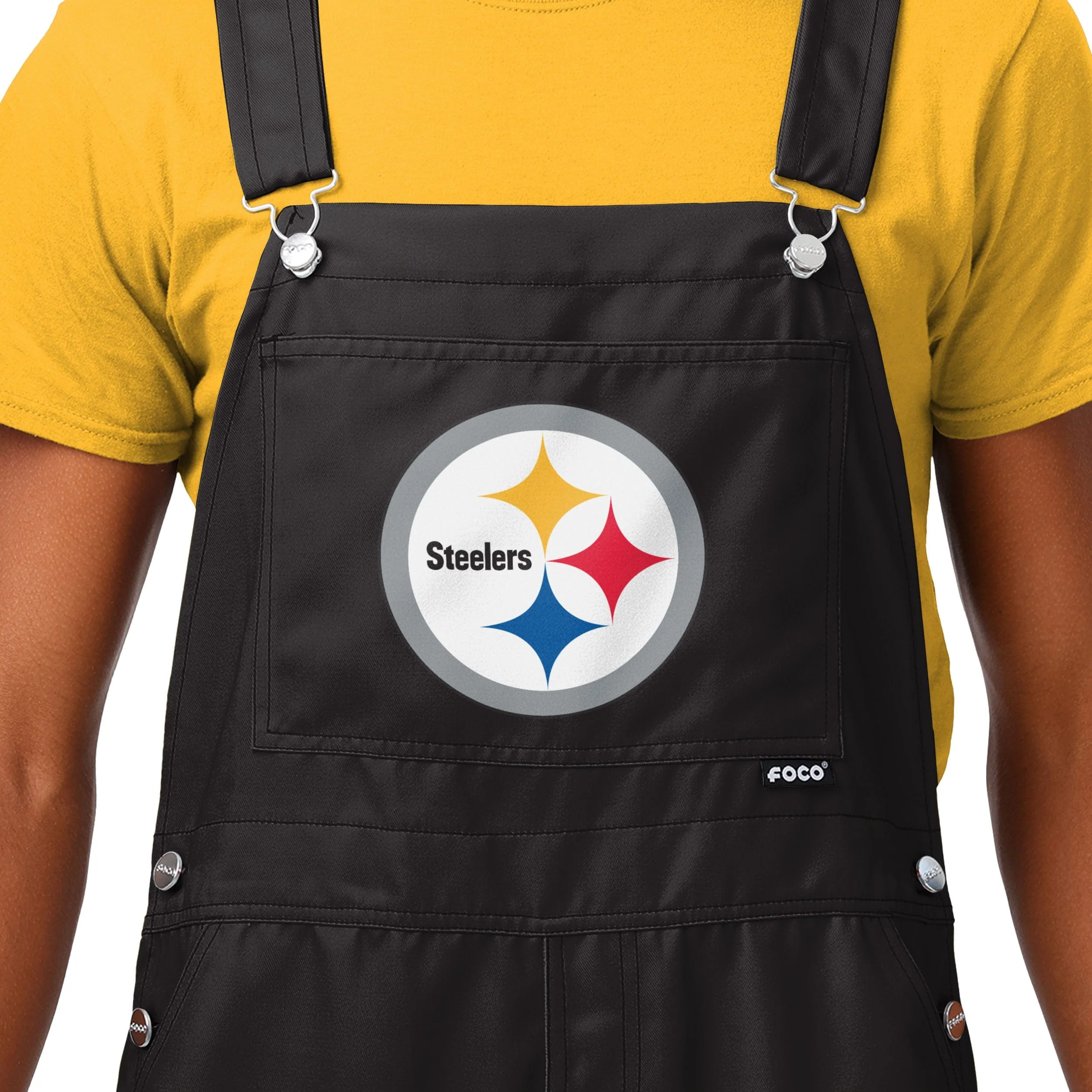 Pittsburgh Steelers NFL Mens Solid Wordmark Bib Overalls - Image 3