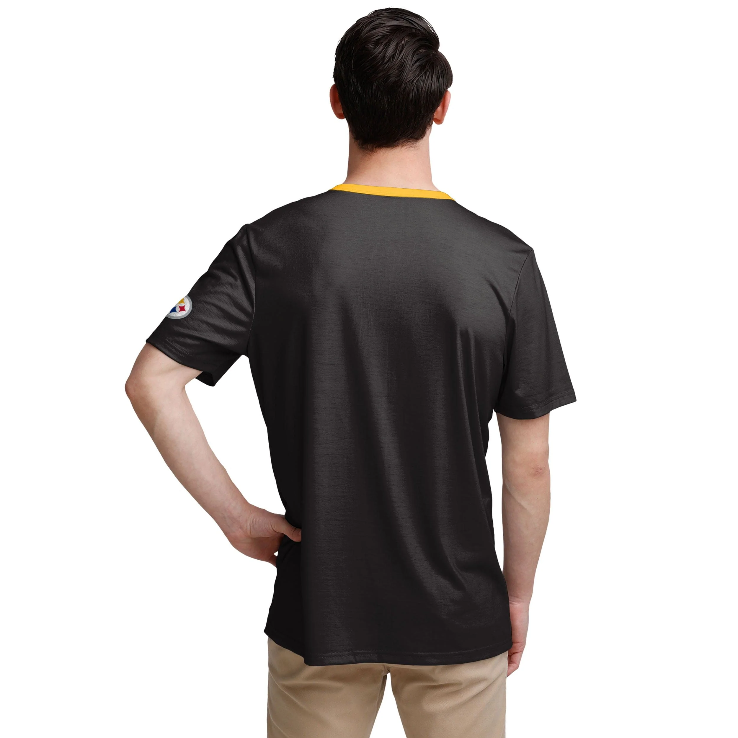 Pittsburgh Steelers NFL Mens Solid Wordmark Short Sleeve Henley - Image 3