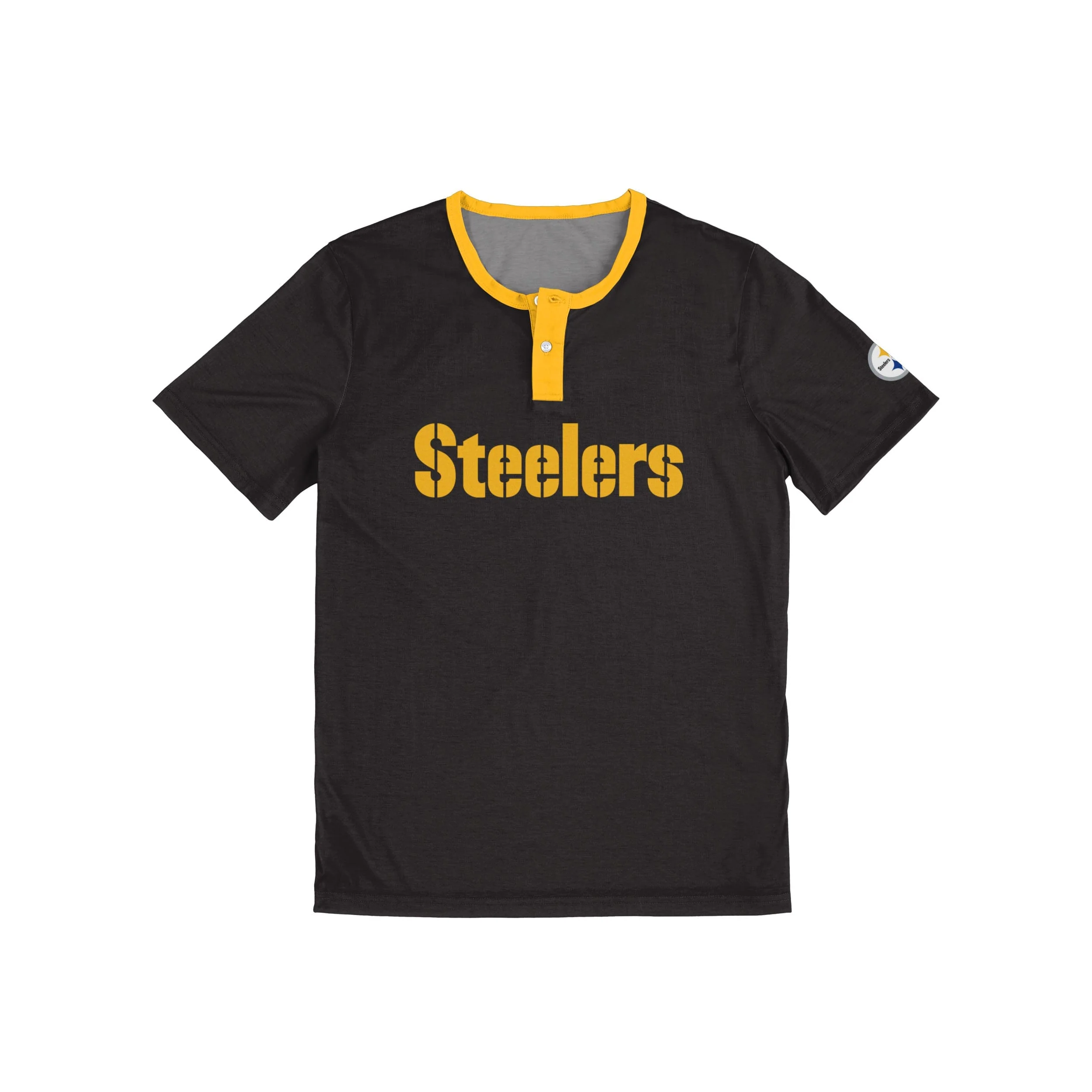 Pittsburgh Steelers NFL Mens Solid Wordmark Short Sleeve Henley - Image 4