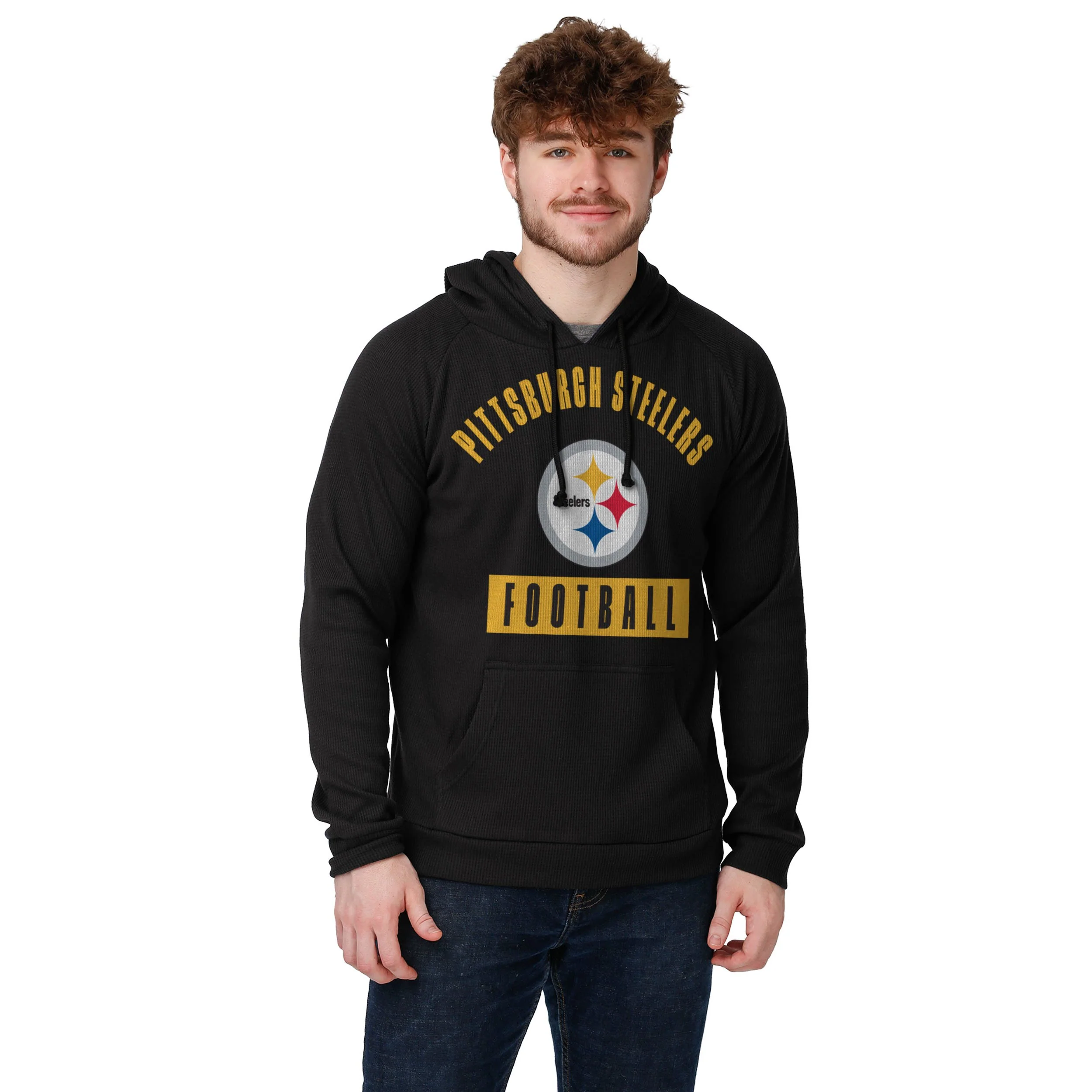 Pittsburgh Steelers NFL Mens Team Color Waffle Hoodie