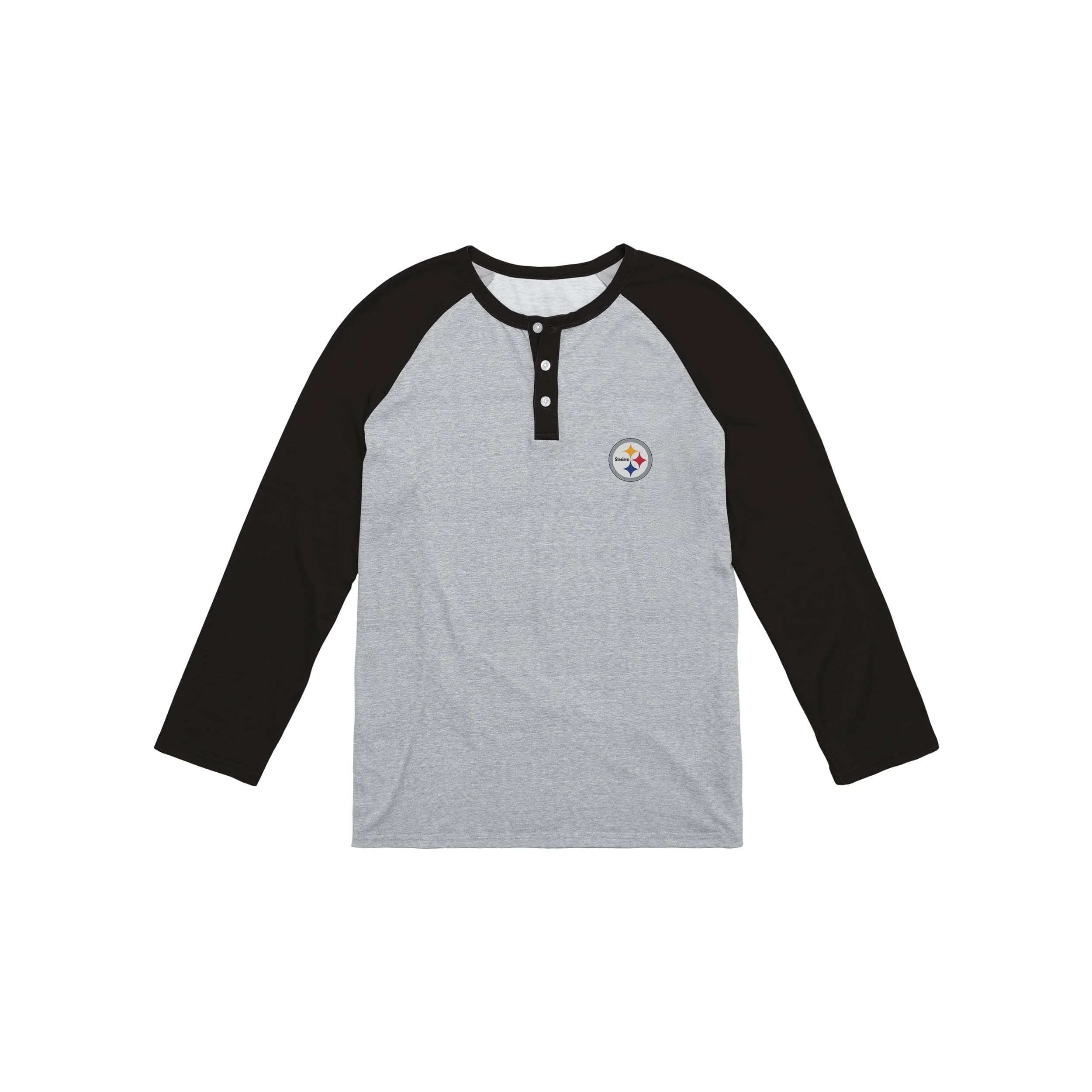 Pittsburgh Steelers NFL Mens Team Logo Gray Long Sleeve Henley - Image 4