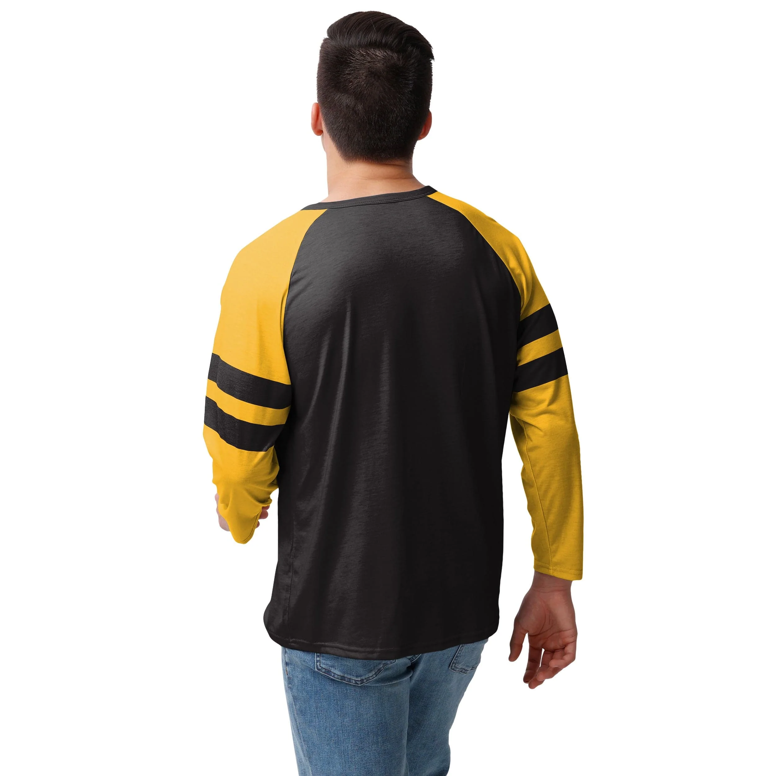 Pittsburgh Steelers NFL Mens Team Stripe Wordmark Long Sleeve Henley - Image 3