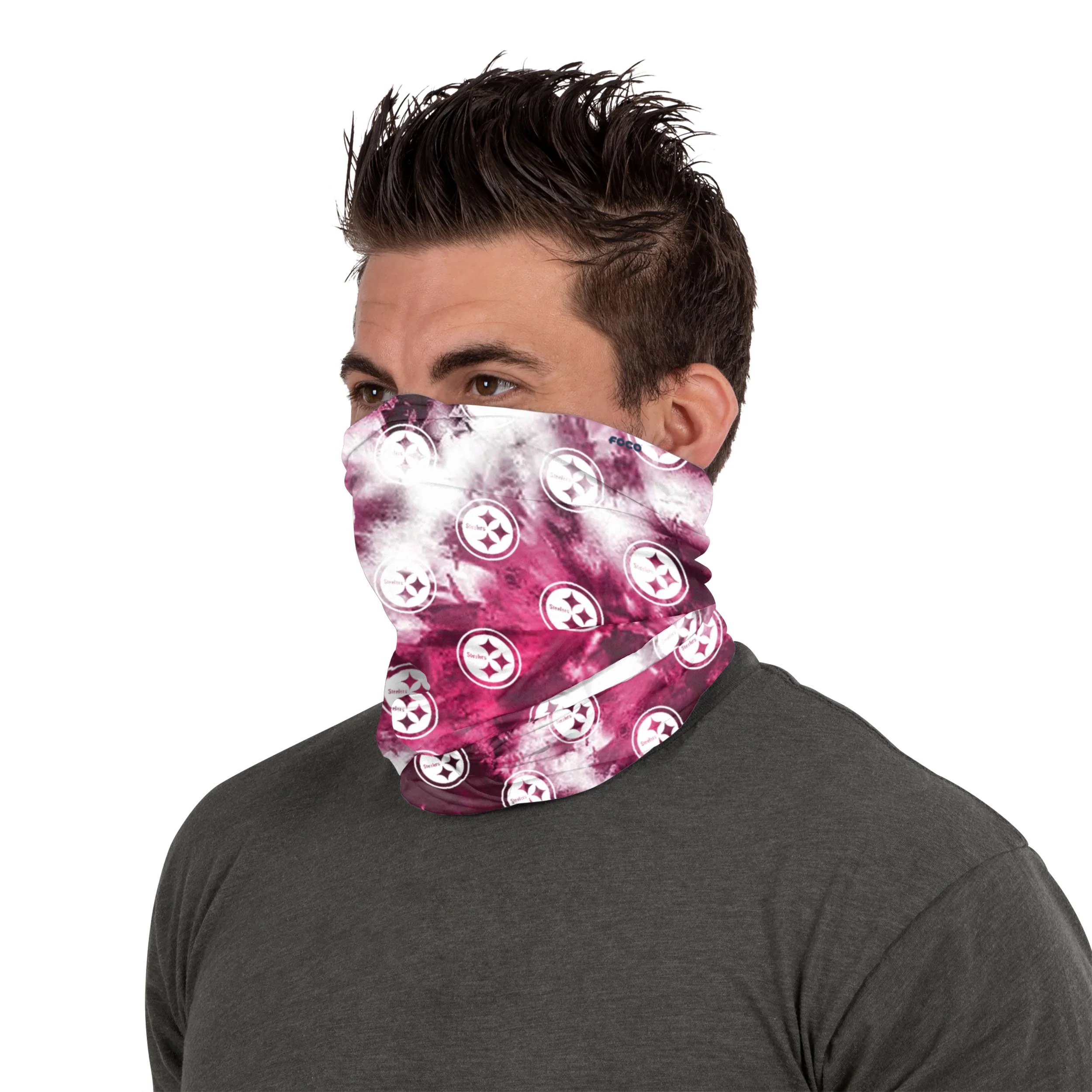Pittsburgh Steelers NFL Pink Tie-Dye Gaiter Scarf - Image 4