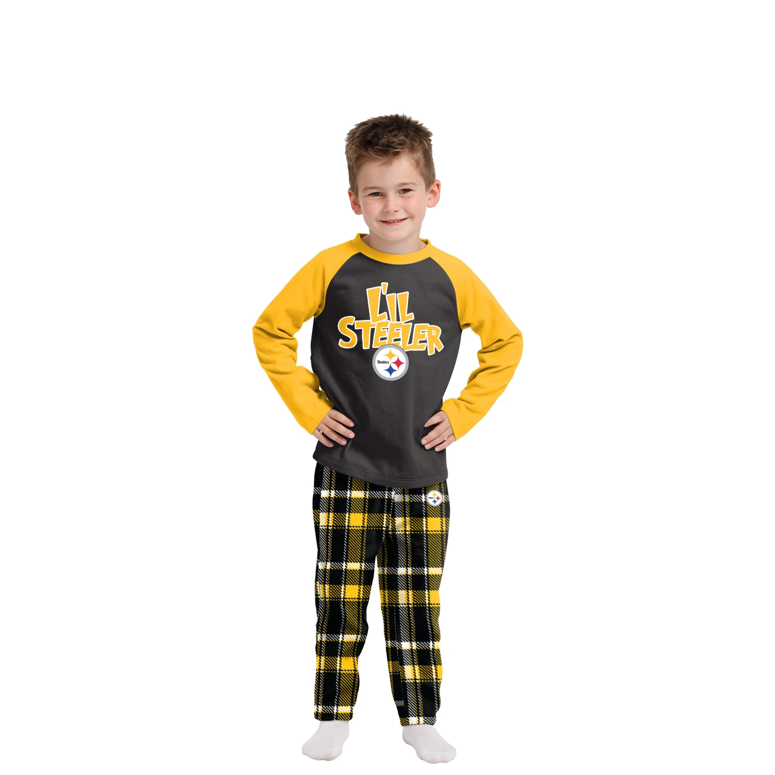 Pittsburgh Steelers NFL Plaid Family Holiday Pajamas - Image 3