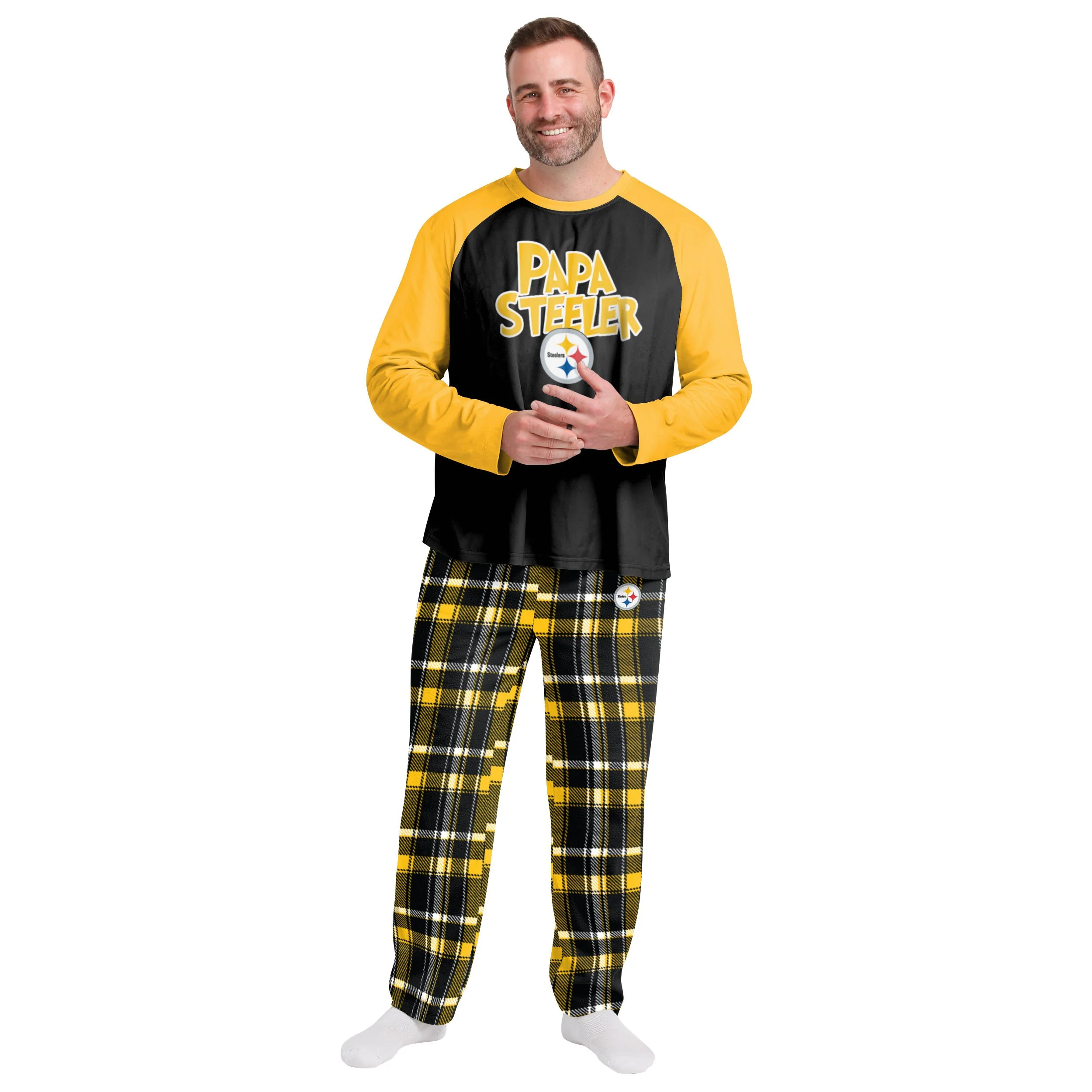 Pittsburgh Steelers NFL Plaid Family Holiday Pajamas - Image 6