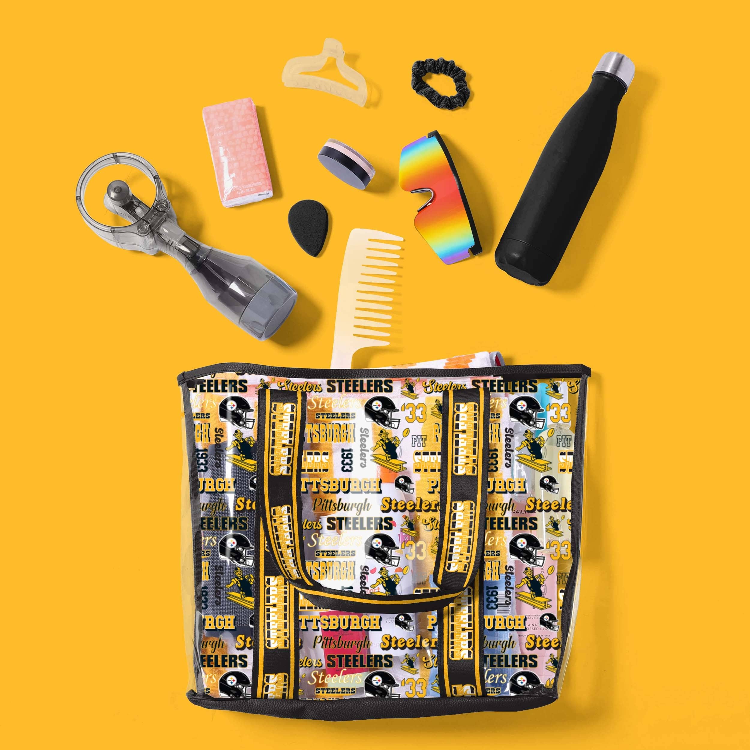 Pittsburgh Steelers NFL Repeat Retro Print Clear Tote Bag - Image 3