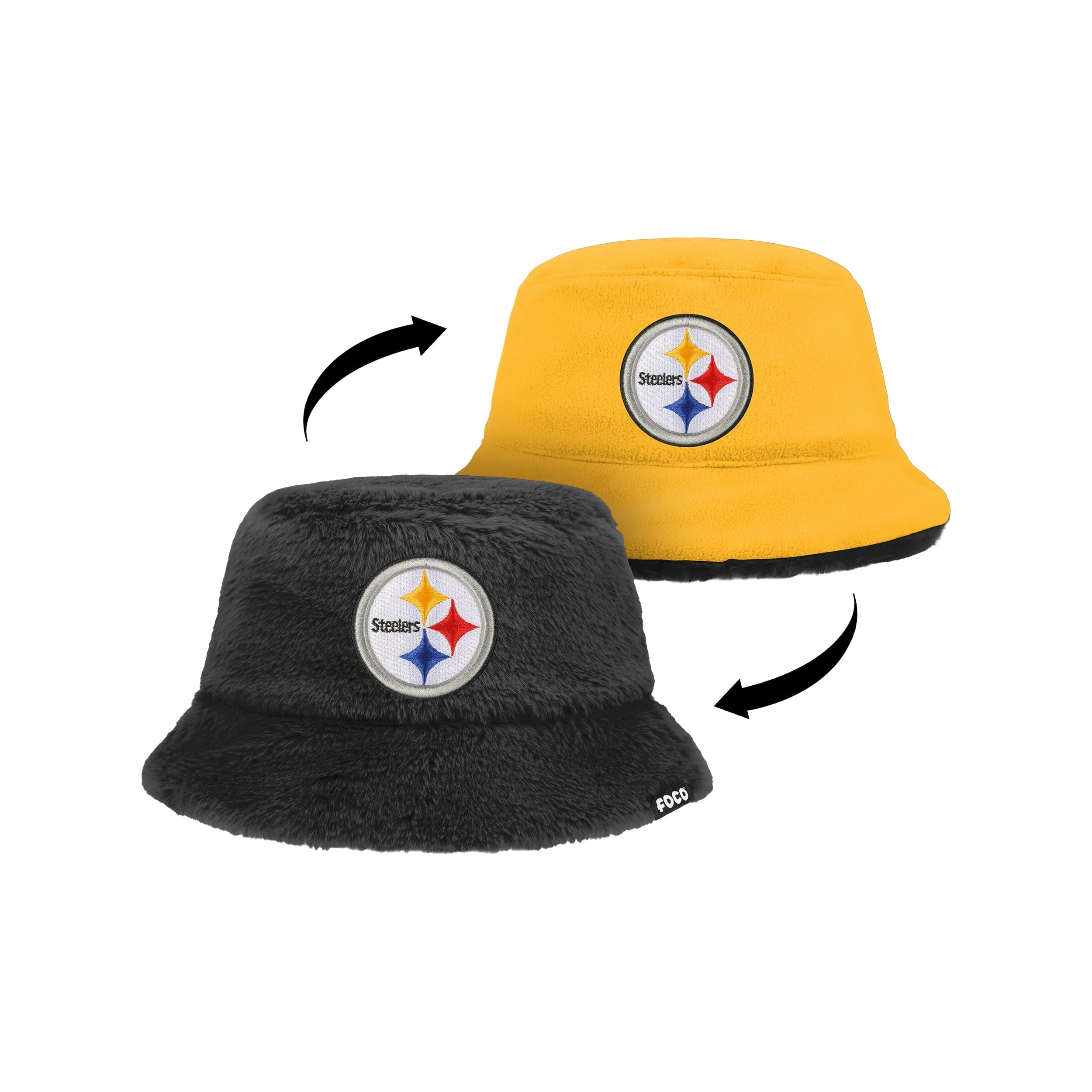 Pittsburgh Steelers NFL Reversible Faux Fur Bucket Hat - Image 4