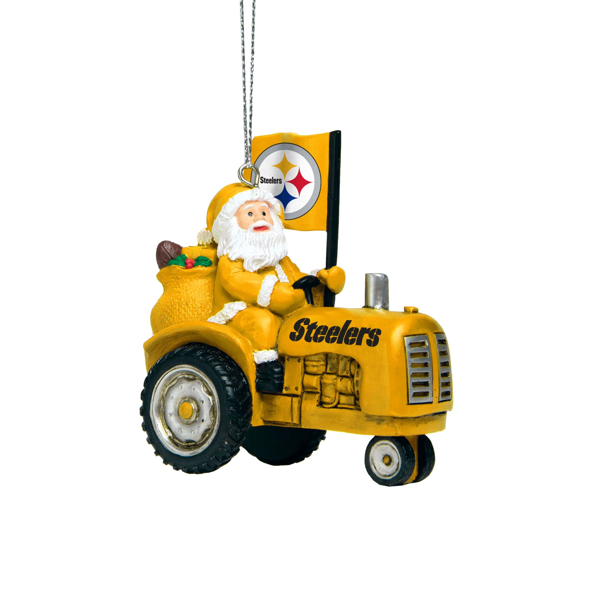 Pittsburgh Steelers NFL Santa Riding Tractor Ornament