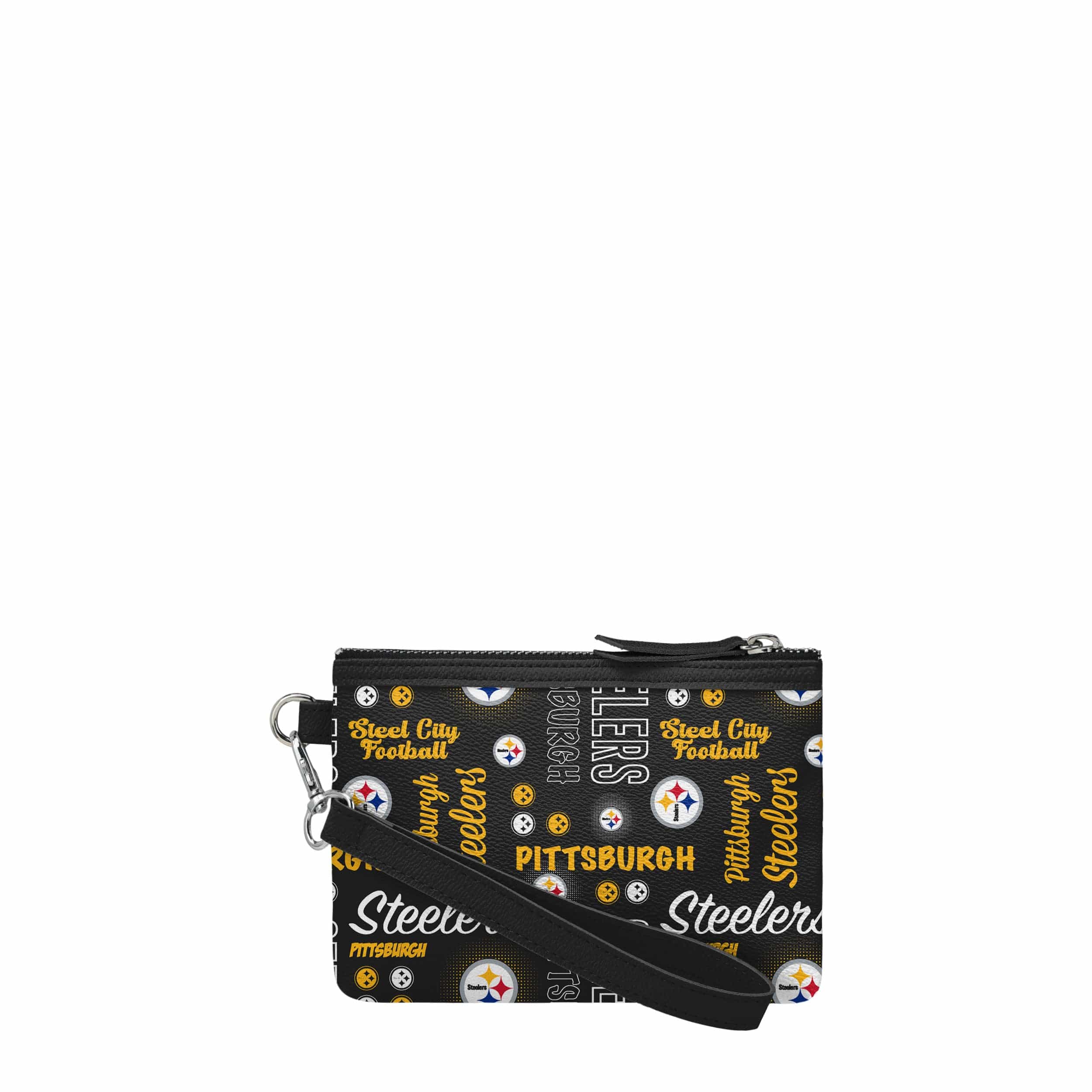 Pittsburgh Steelers NFL Spirited Style Printed Collection Repeat Logo Wristlet