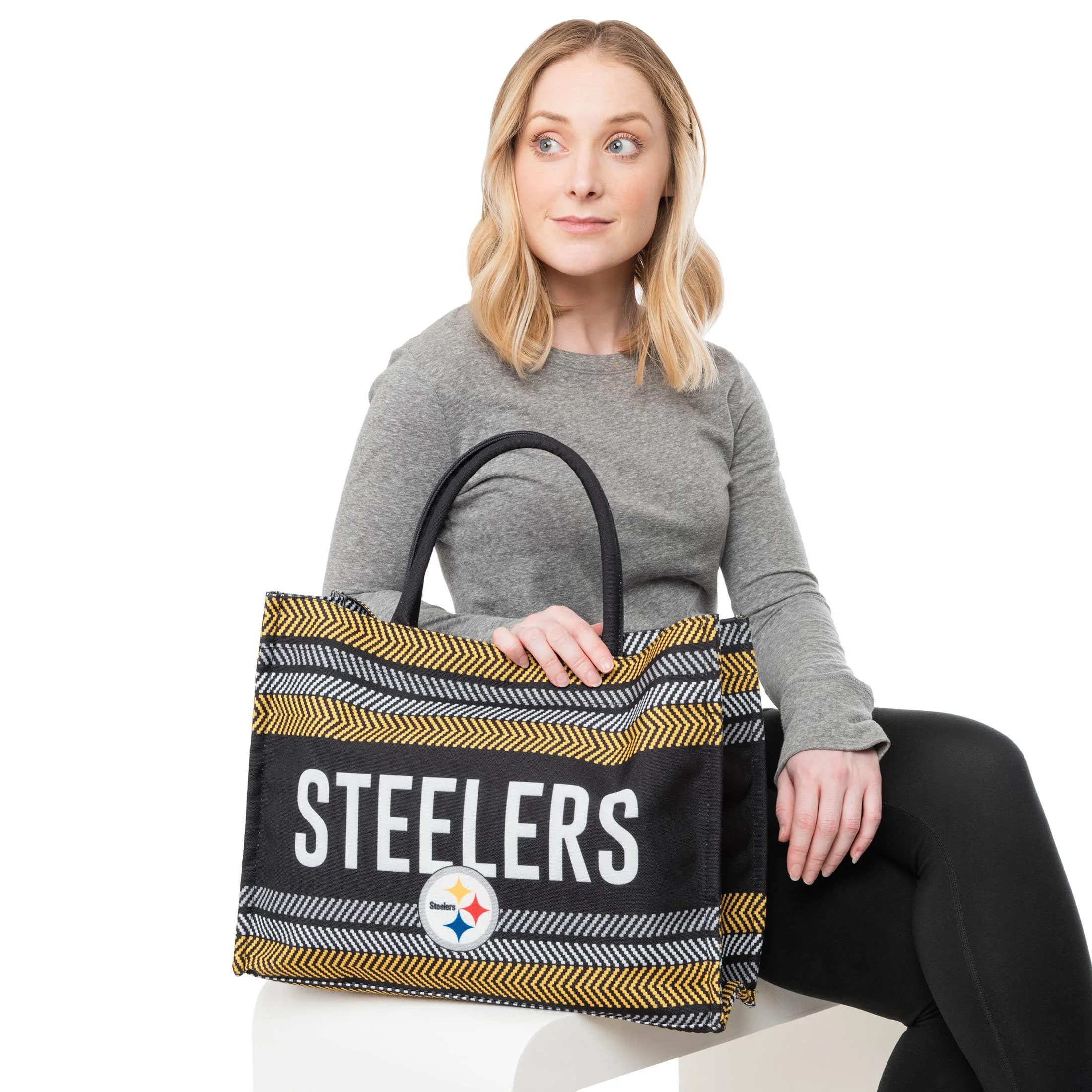 Pittsburgh Steelers NFL Stitch Pattern Canvas Tote Bag - Image 2