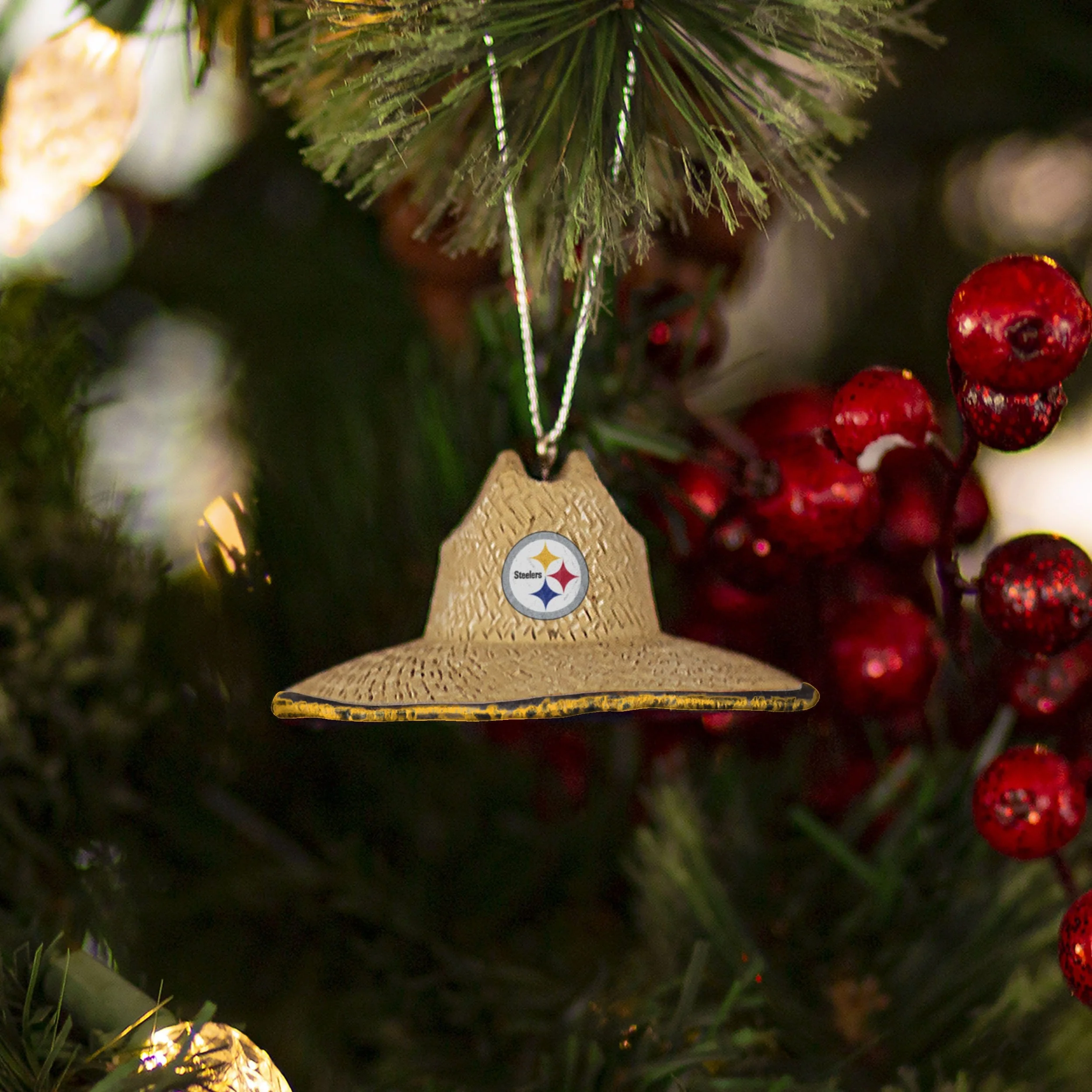 Pittsburgh Steelers NFL Straw Hat Ornament - Image 3