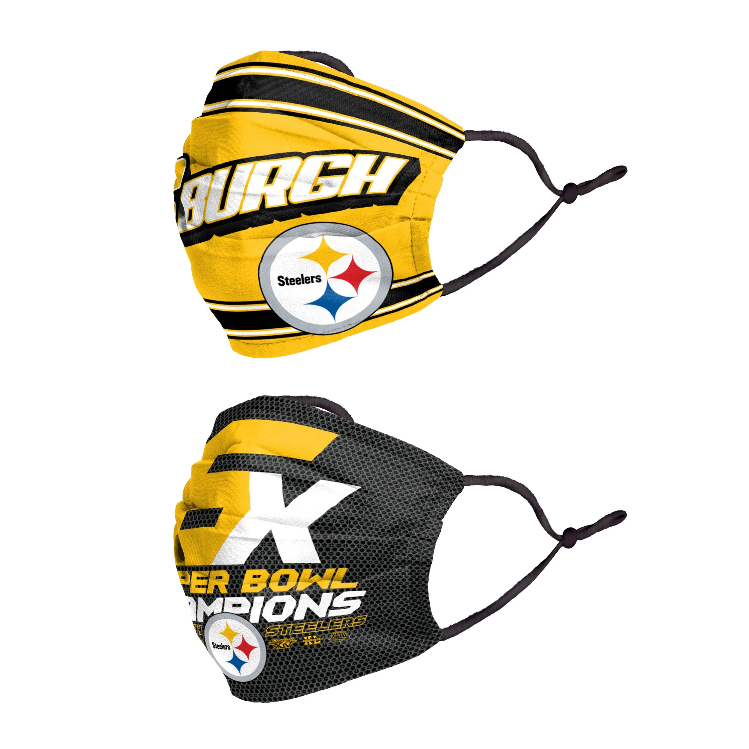 Pittsburgh Steelers NFL Thematic Champions Adjustable 2 Pack Face Cover - Image 2