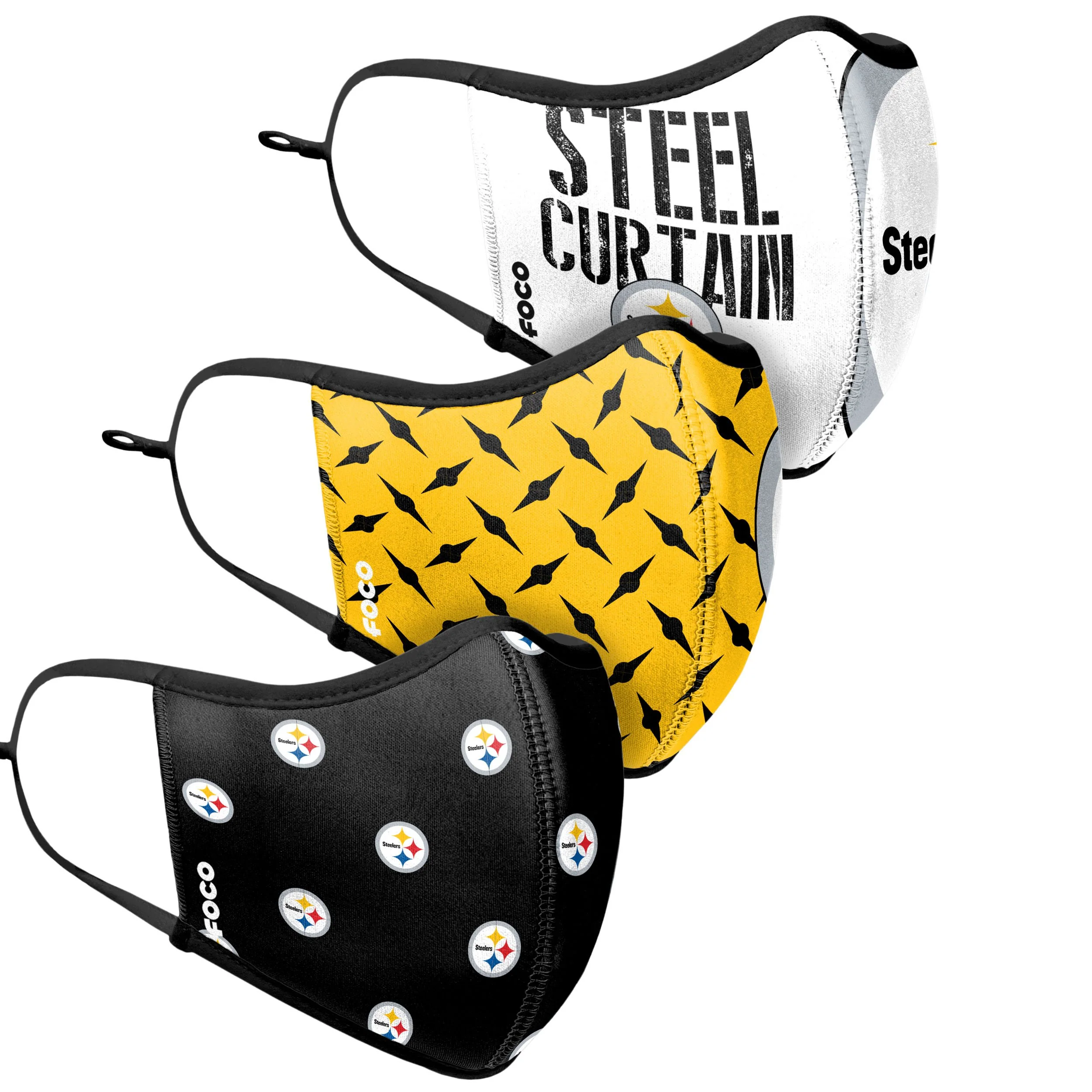 Pittsburgh Steelers NFL Thematic Sport 3 Pack Face Cover - Image 3
