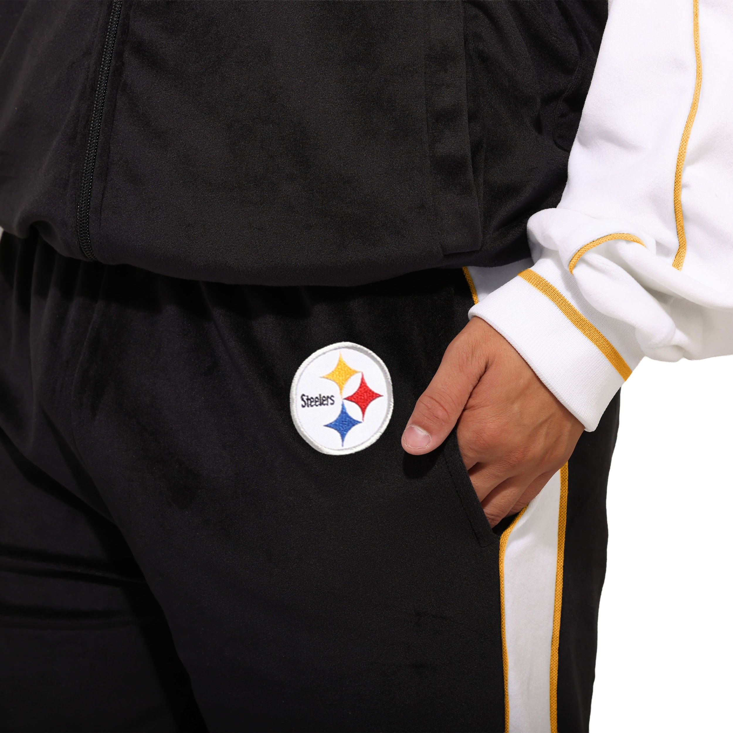 Pittsburgh Steelers NFL Two Tone Velour Pants - Image 3