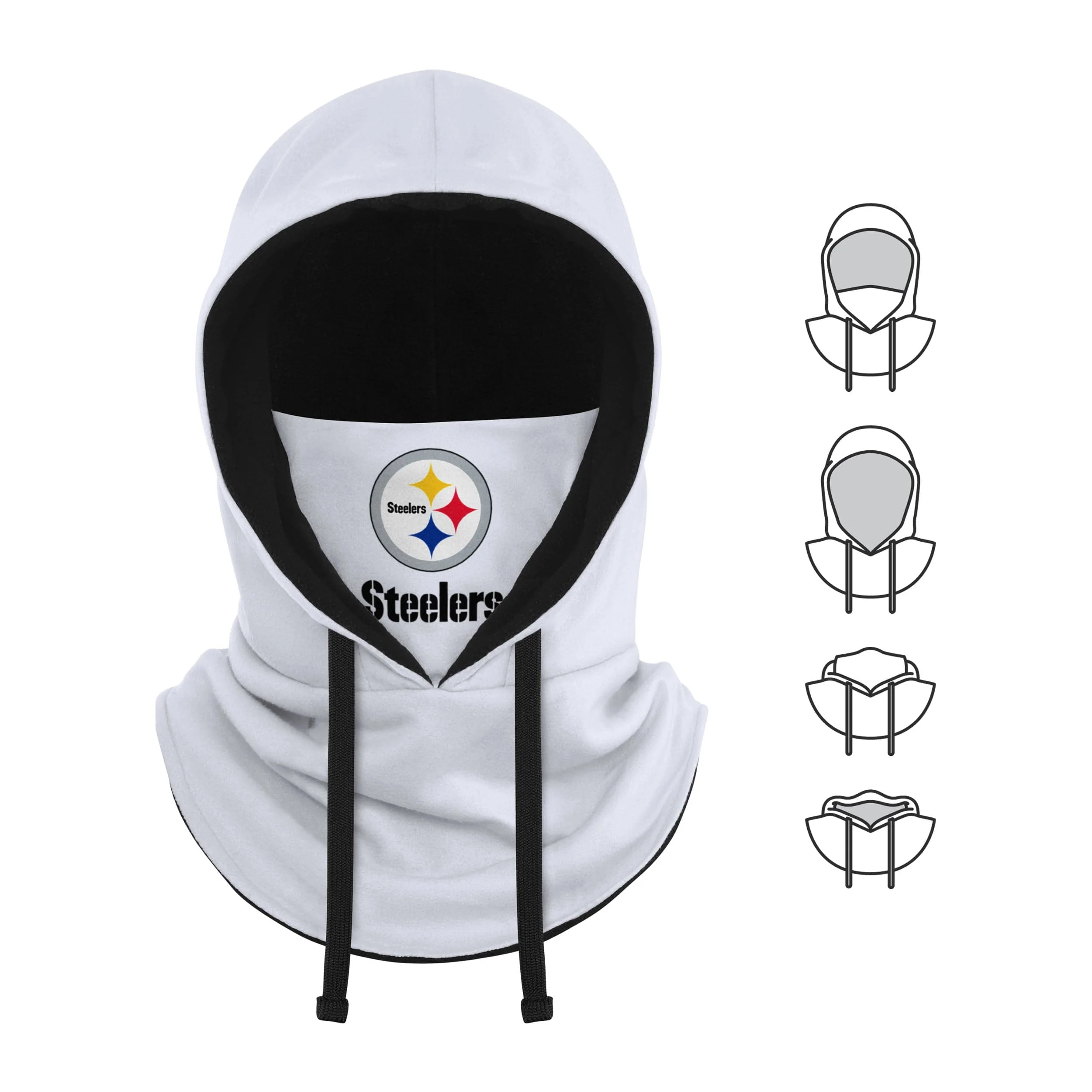 Pittsburgh Steelers NFL White Drawstring Hooded Gaiter - Image 5