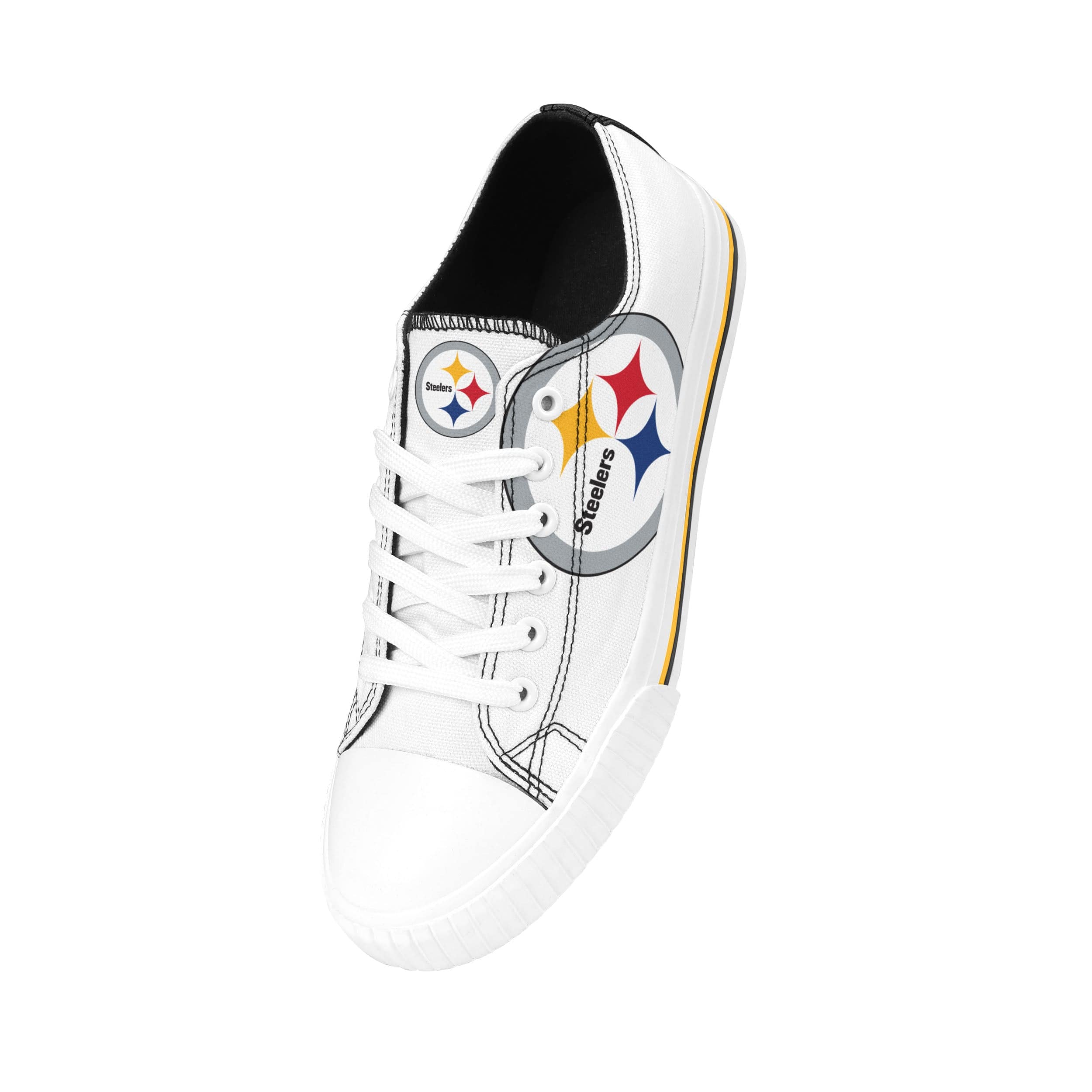 Pittsburgh Steelers NFL Womens Big Logo Low Top White Canvas Shoes - Image 2