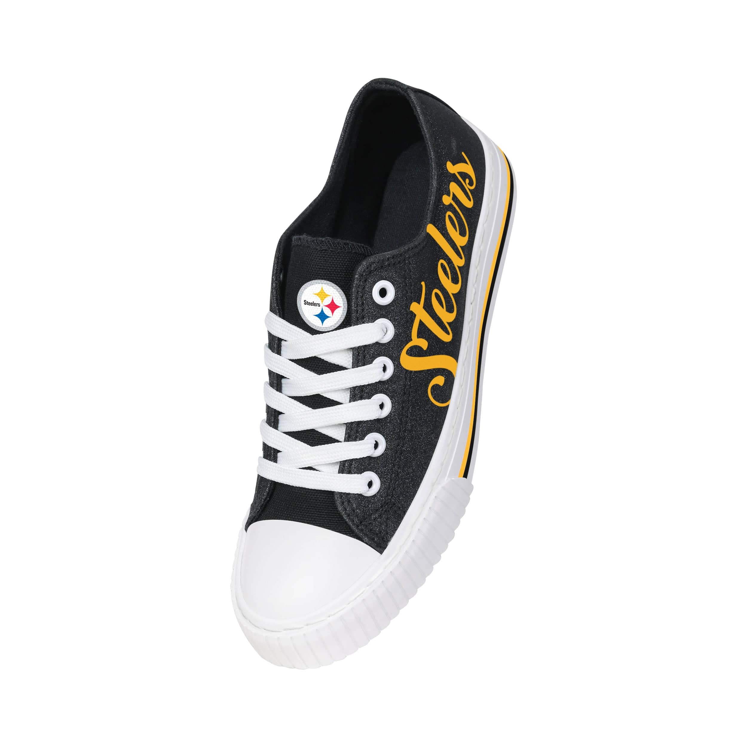 Pittsburgh Steelers NFL Womens Color Glitter Low Top Canvas Shoes - Image 3