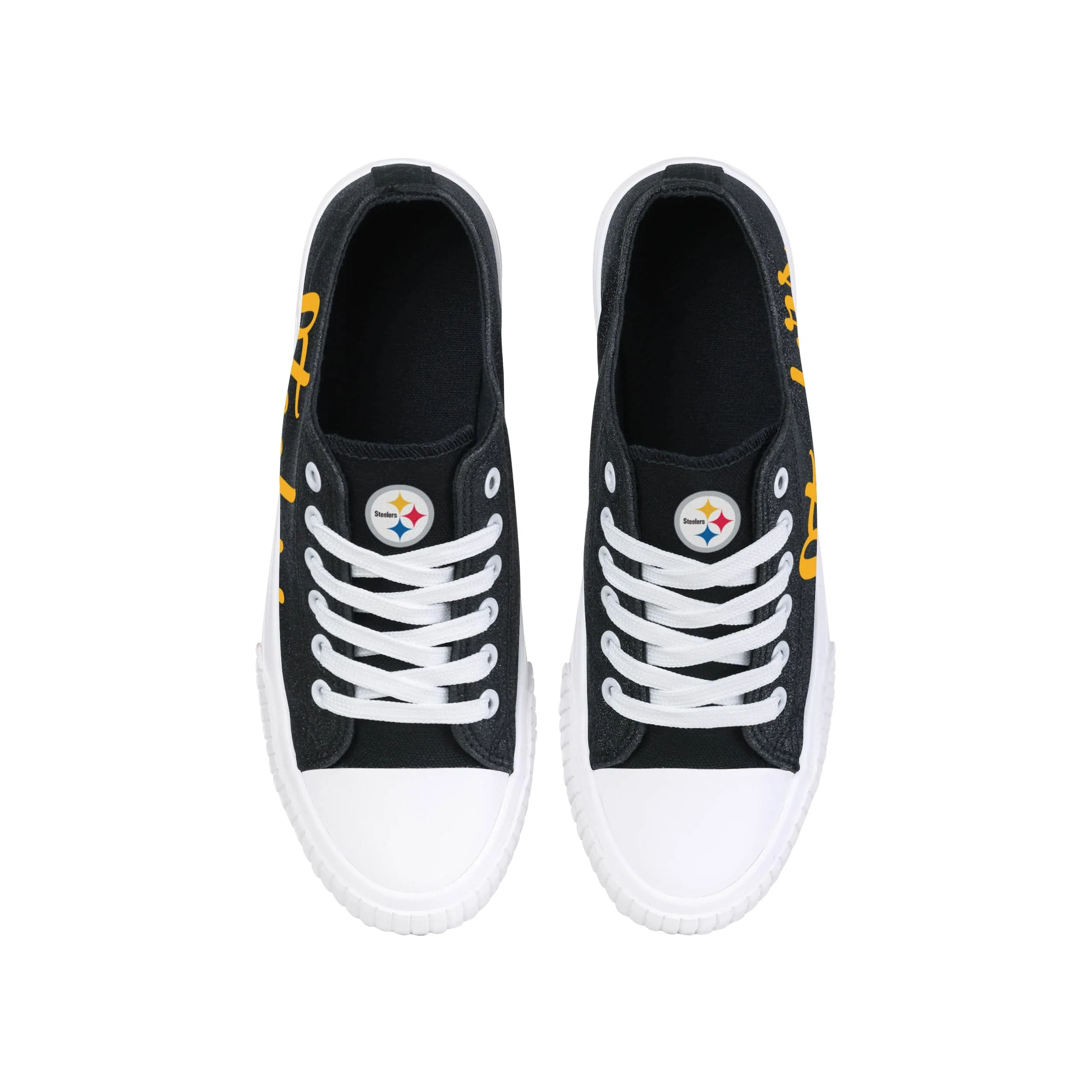 Pittsburgh Steelers NFL Womens Color Glitter Low Top Canvas Shoes - Image 4
