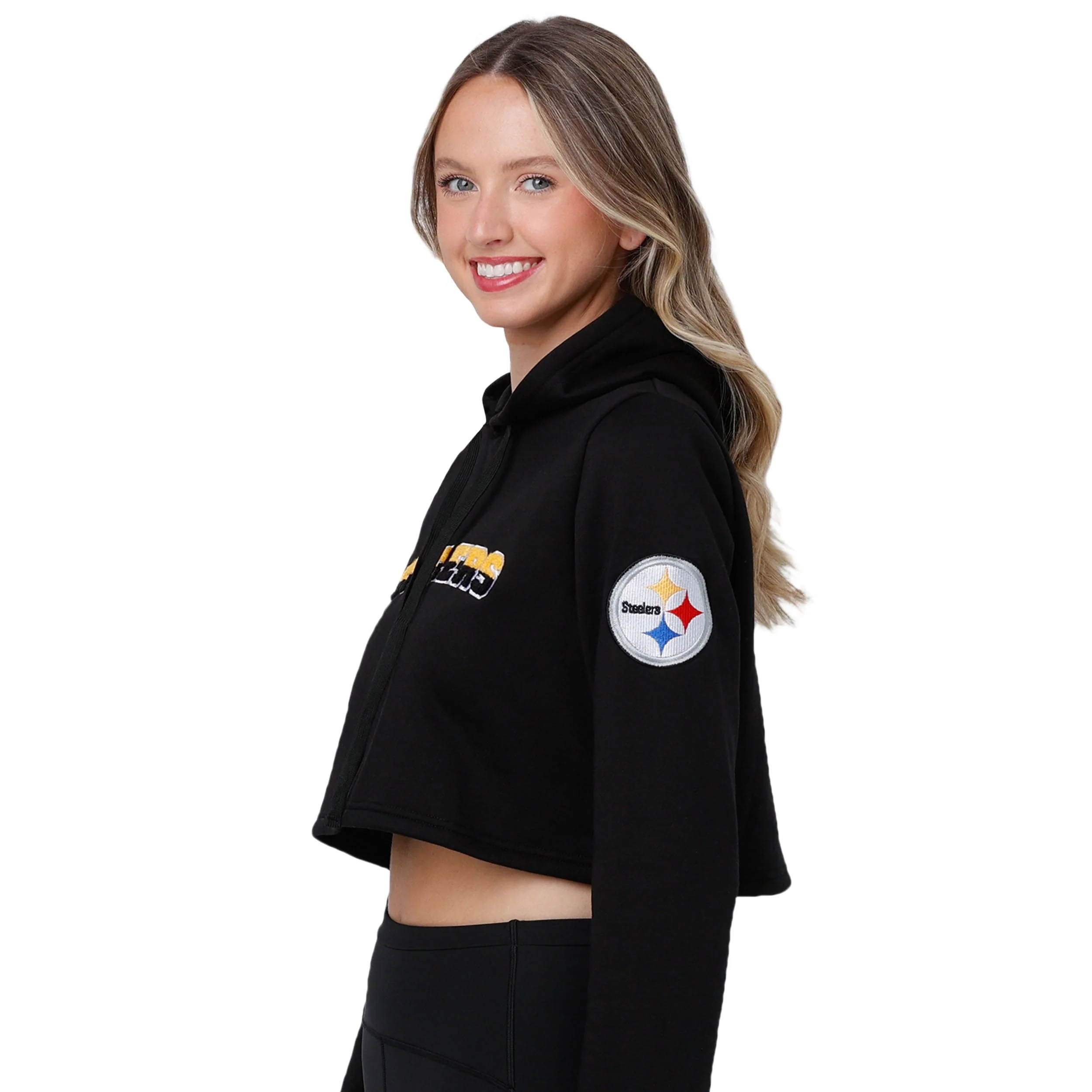 Pittsburgh Steelers NFL Womens Cropped Chenille Hoodie - Image 4