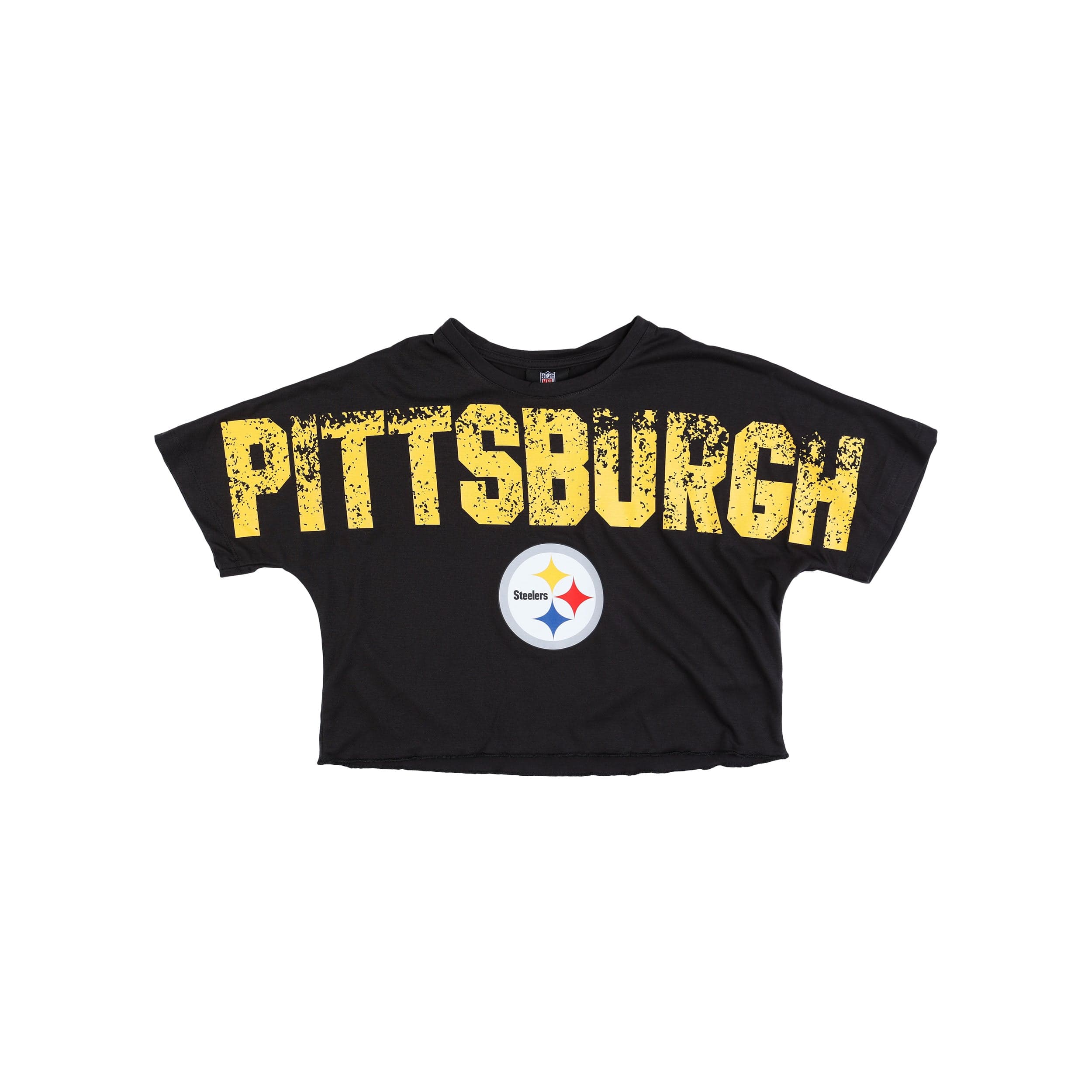 Pittsburgh Steelers NFL Womens Distressed Wordmark Crop Top - Image 3