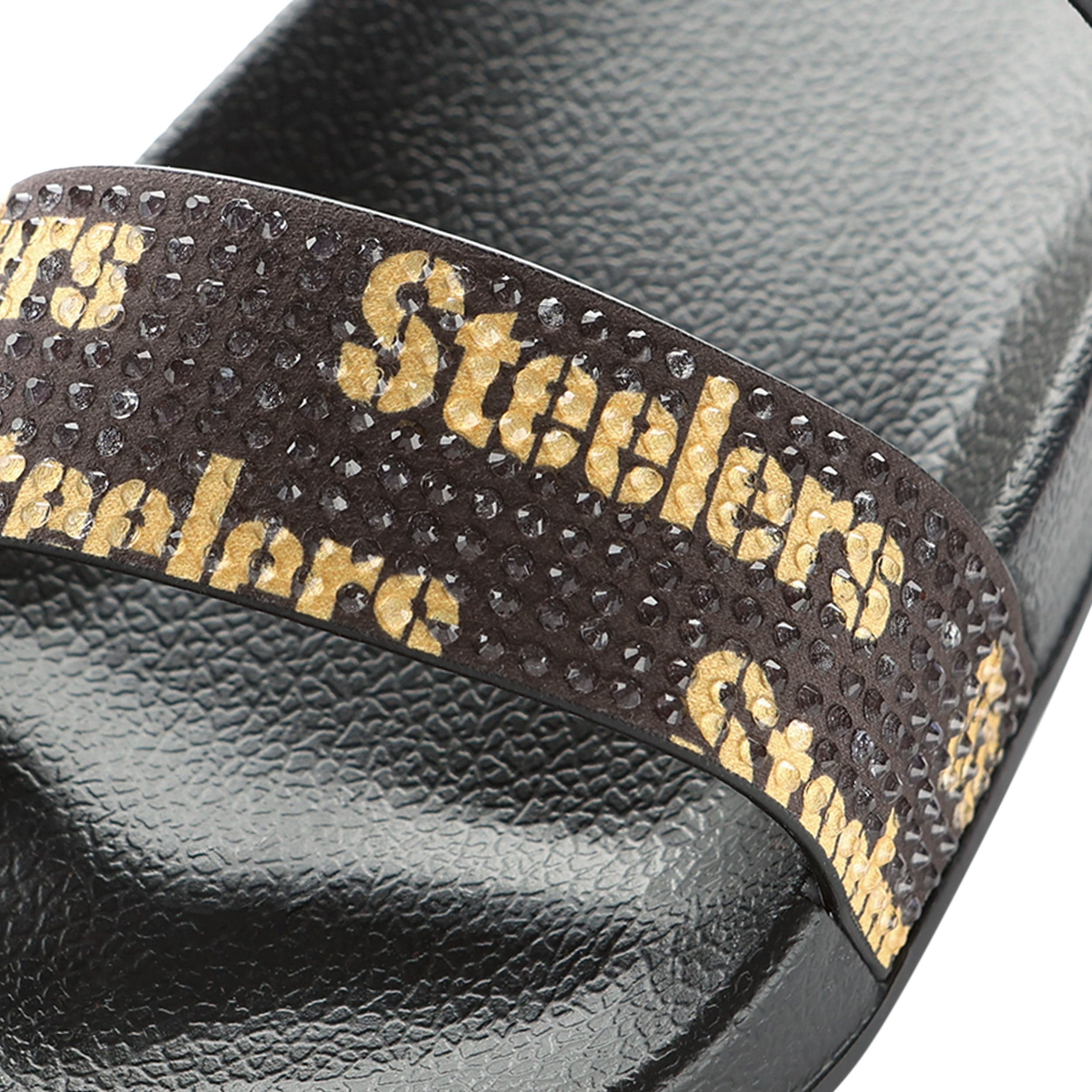 Pittsburgh Steelers NFL Womens Double Strap Shimmer Sandal - Image 2