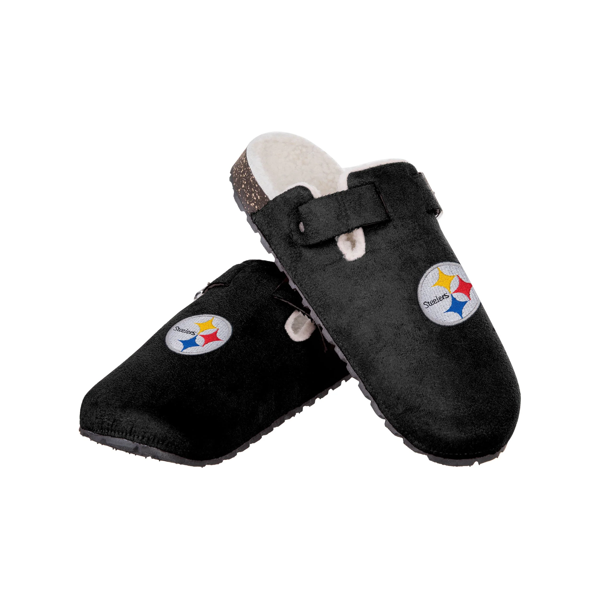 Pittsburgh Steelers NFL Womens Fur Buckle Clog Slippers