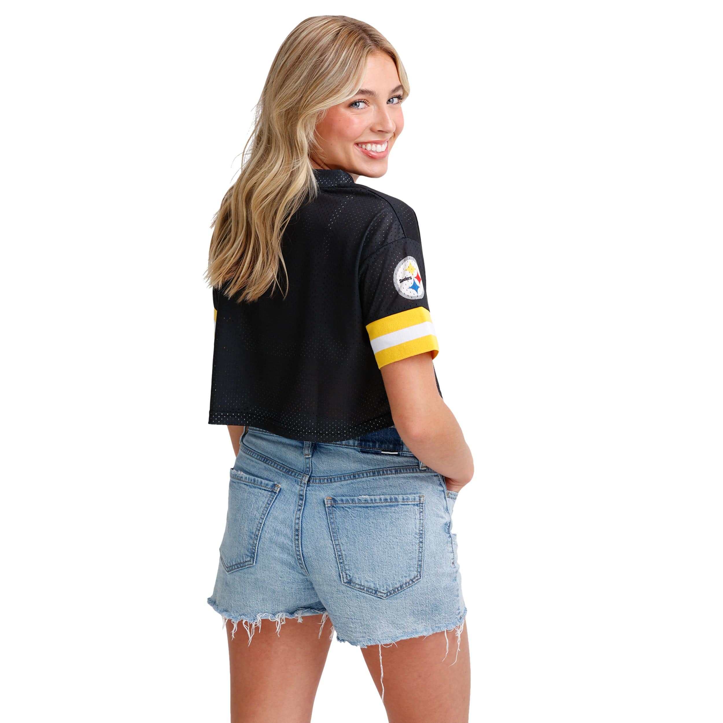 Pittsburgh Steelers NFL Womens Gameday Mesh Crop Top - Image 2