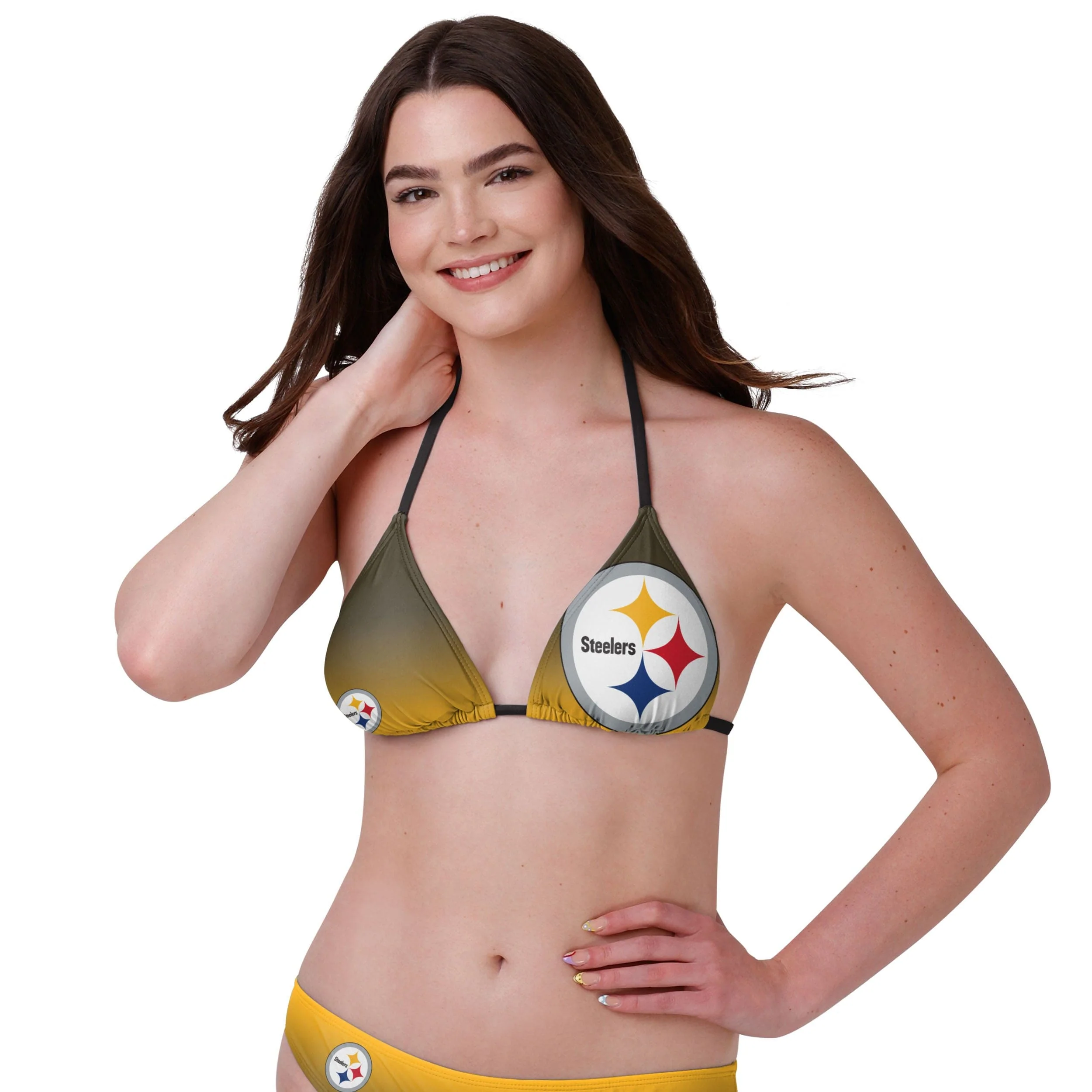 Pittsburgh Steelers NFL Womens Gradient Big Logo Bikini Top