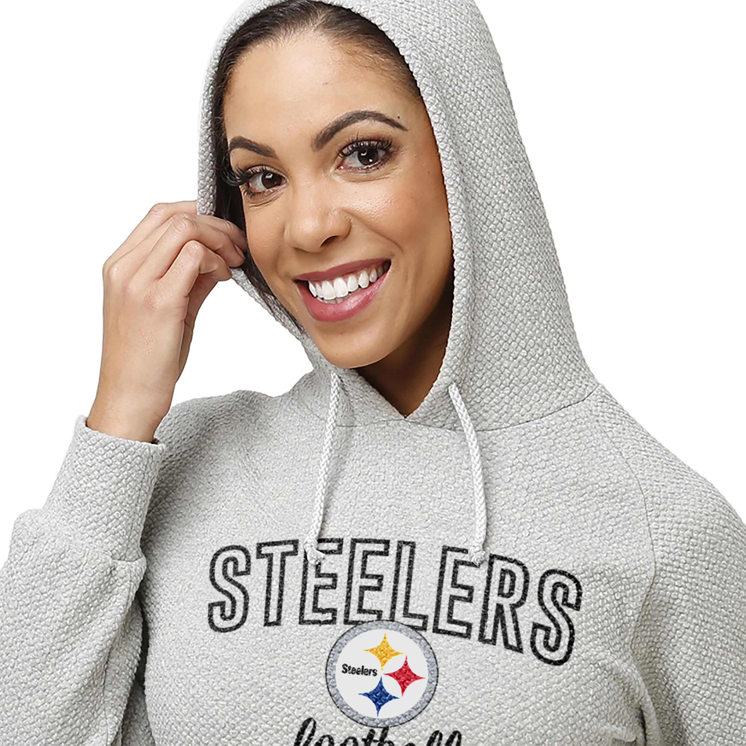 Pittsburgh Steelers NFL Womens Gray Woven Hoodie - Image 5
