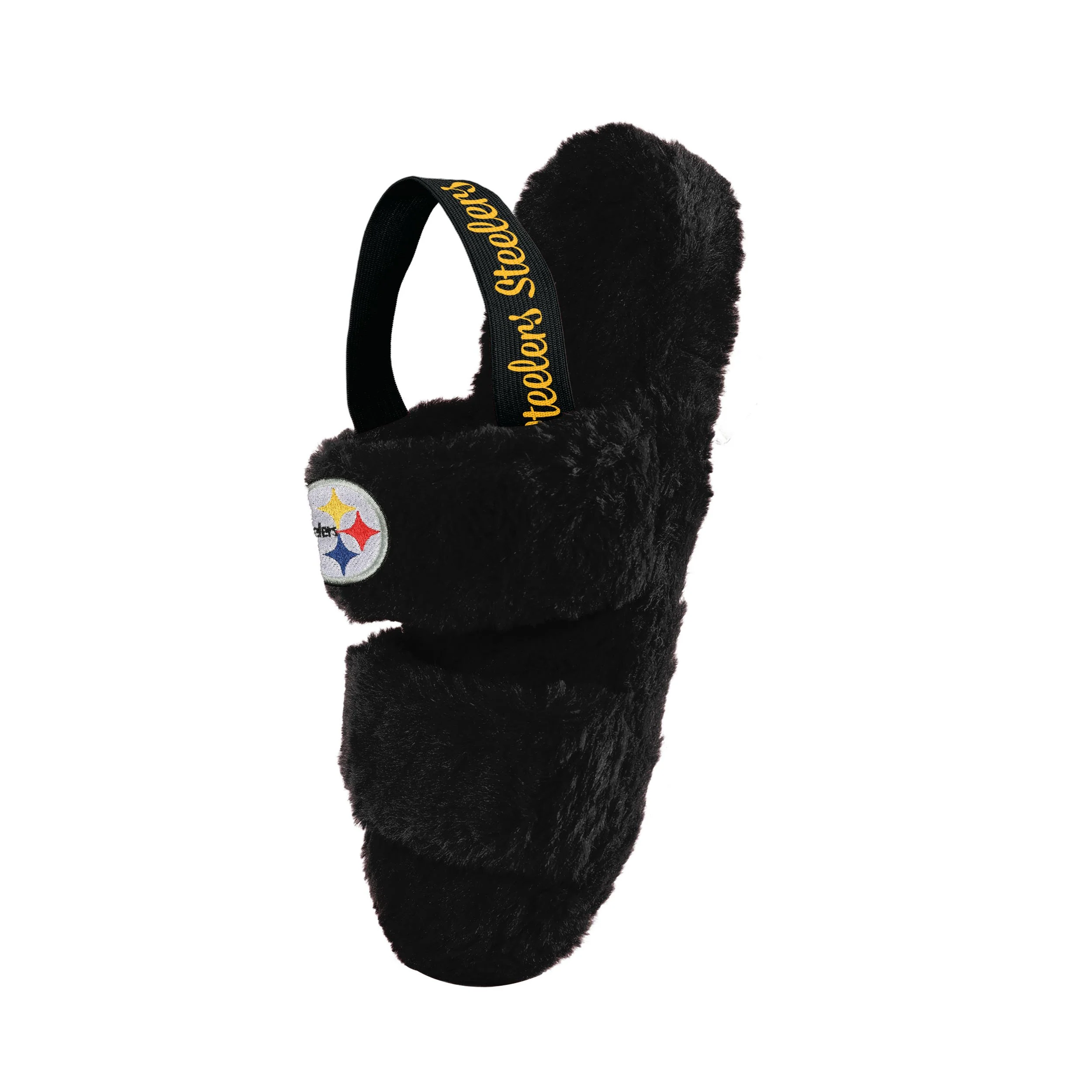 Pittsburgh Steelers NFL Womens Heel Strap Wordmark Fur Slide - Image 3