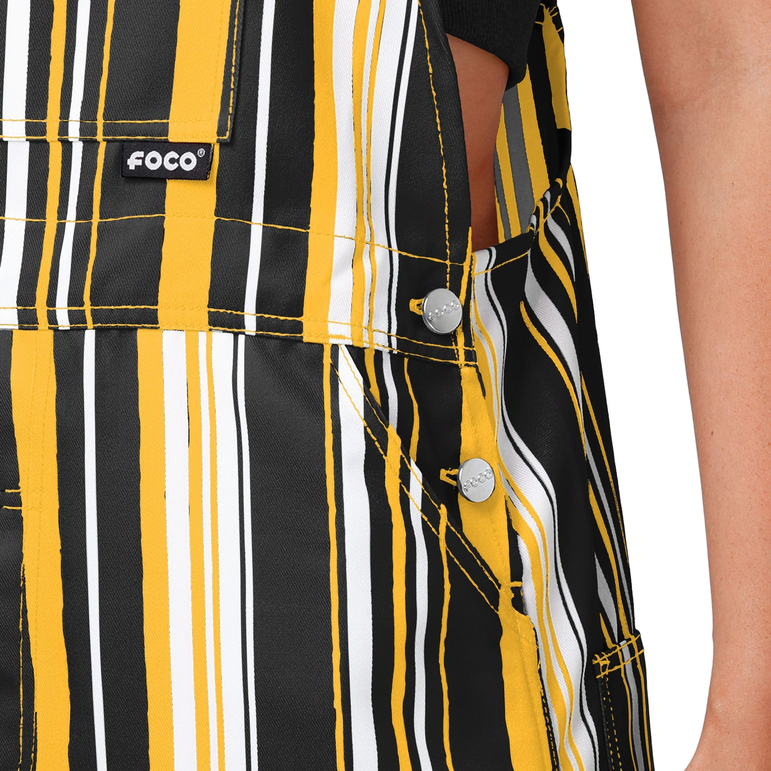 Pittsburgh Steelers NFL Womens Hyper Stripe Bib Overalls - Image 5