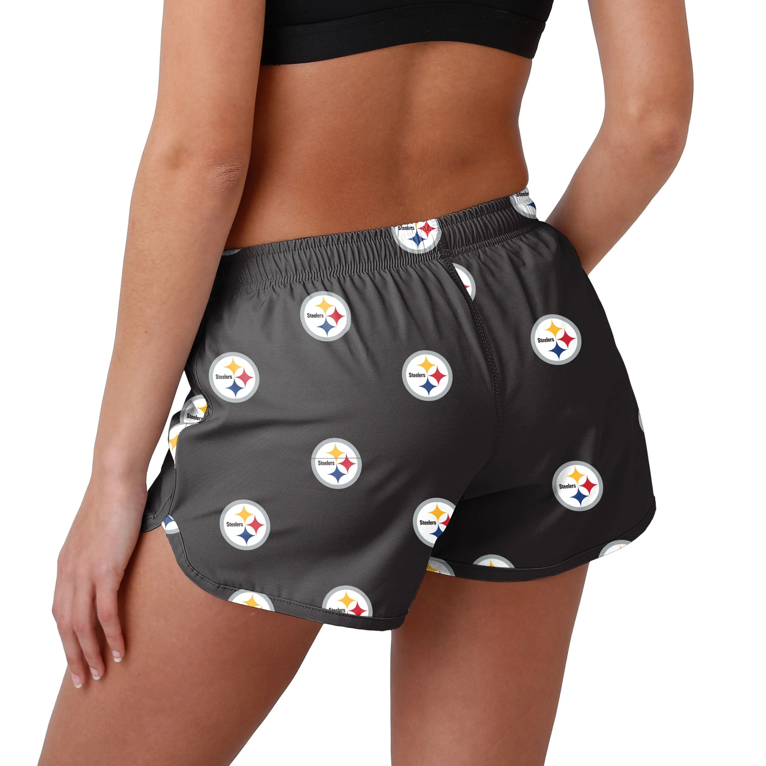 Pittsburgh Steelers NFL Womens Mini Print Running Shorts - Image 2