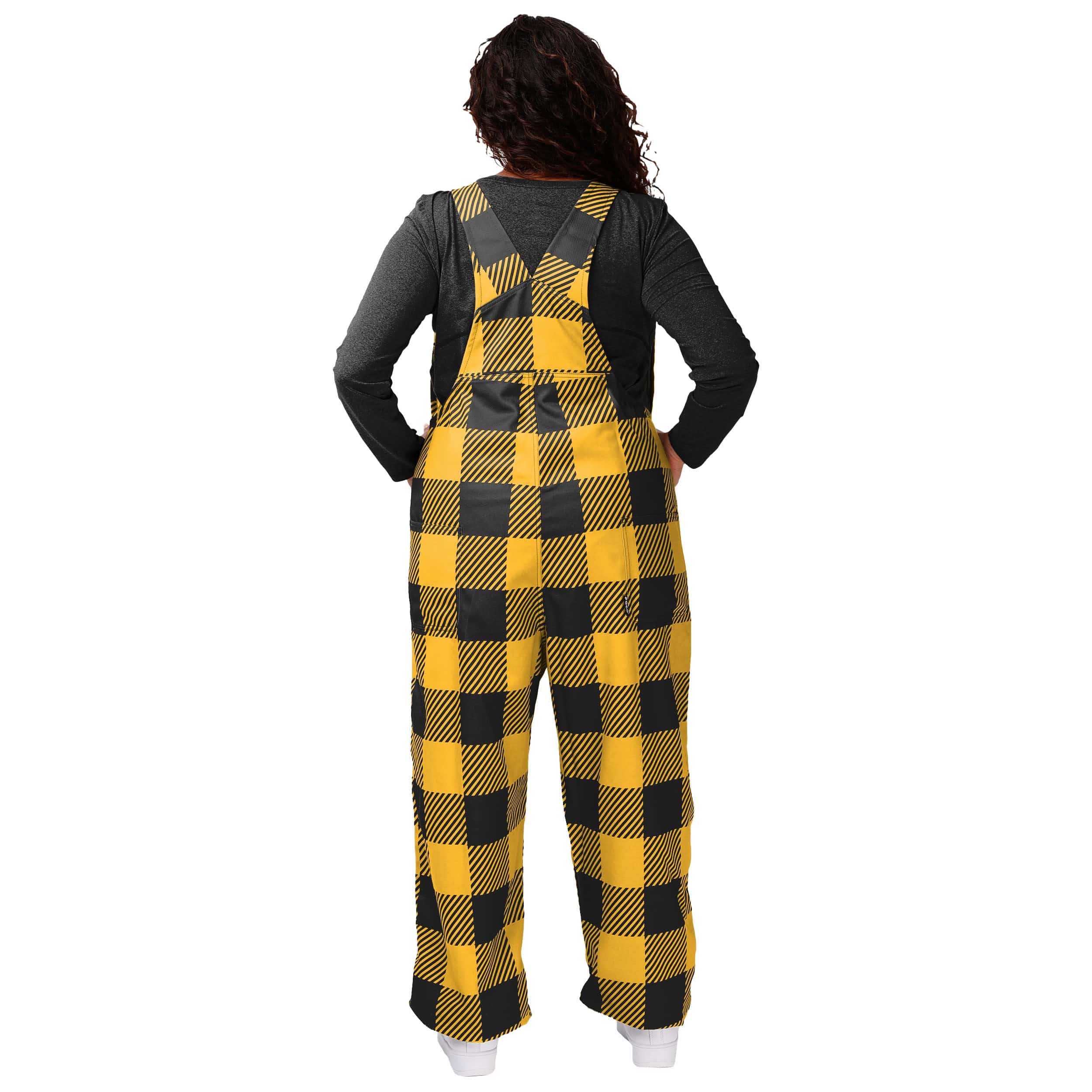 Pittsburgh Steelers NFL Womens Plaid Bib Overalls - Image 2
