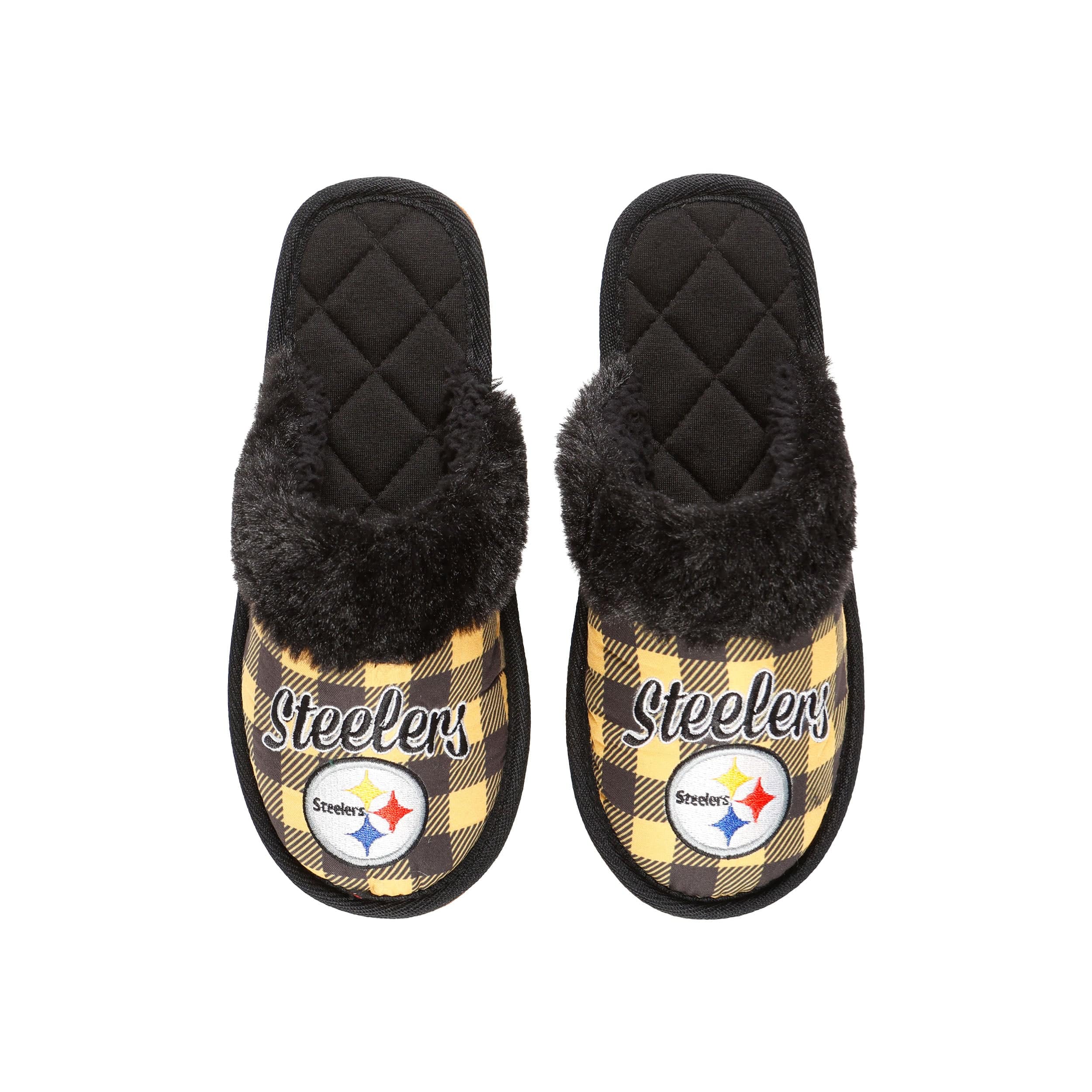 Pittsburgh Steelers NFL Womens Plaid Sherpa Mule Slipper - Image 2
