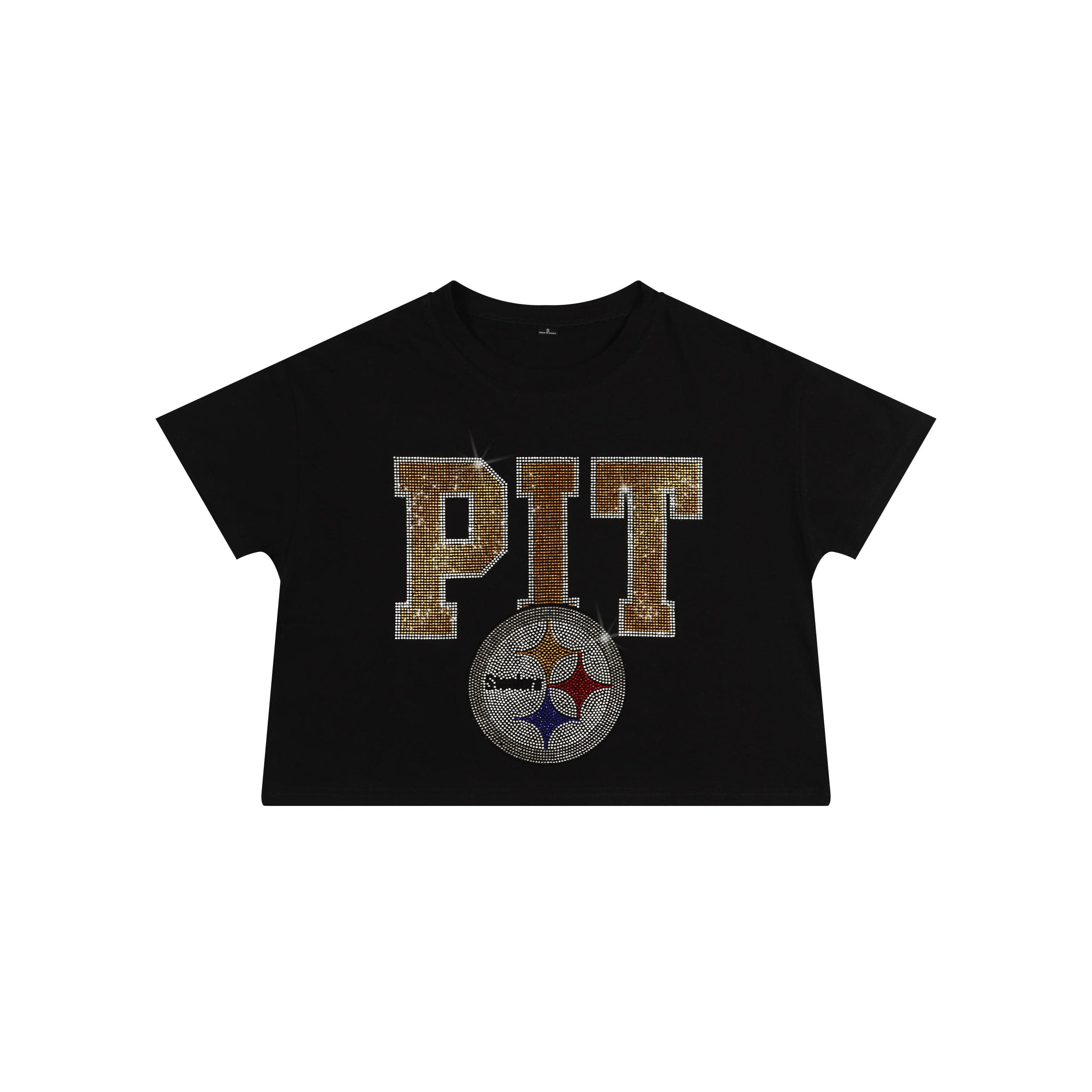 Pittsburgh Steelers NFL Womens Rhinestone Logo Crop Top - Image 4