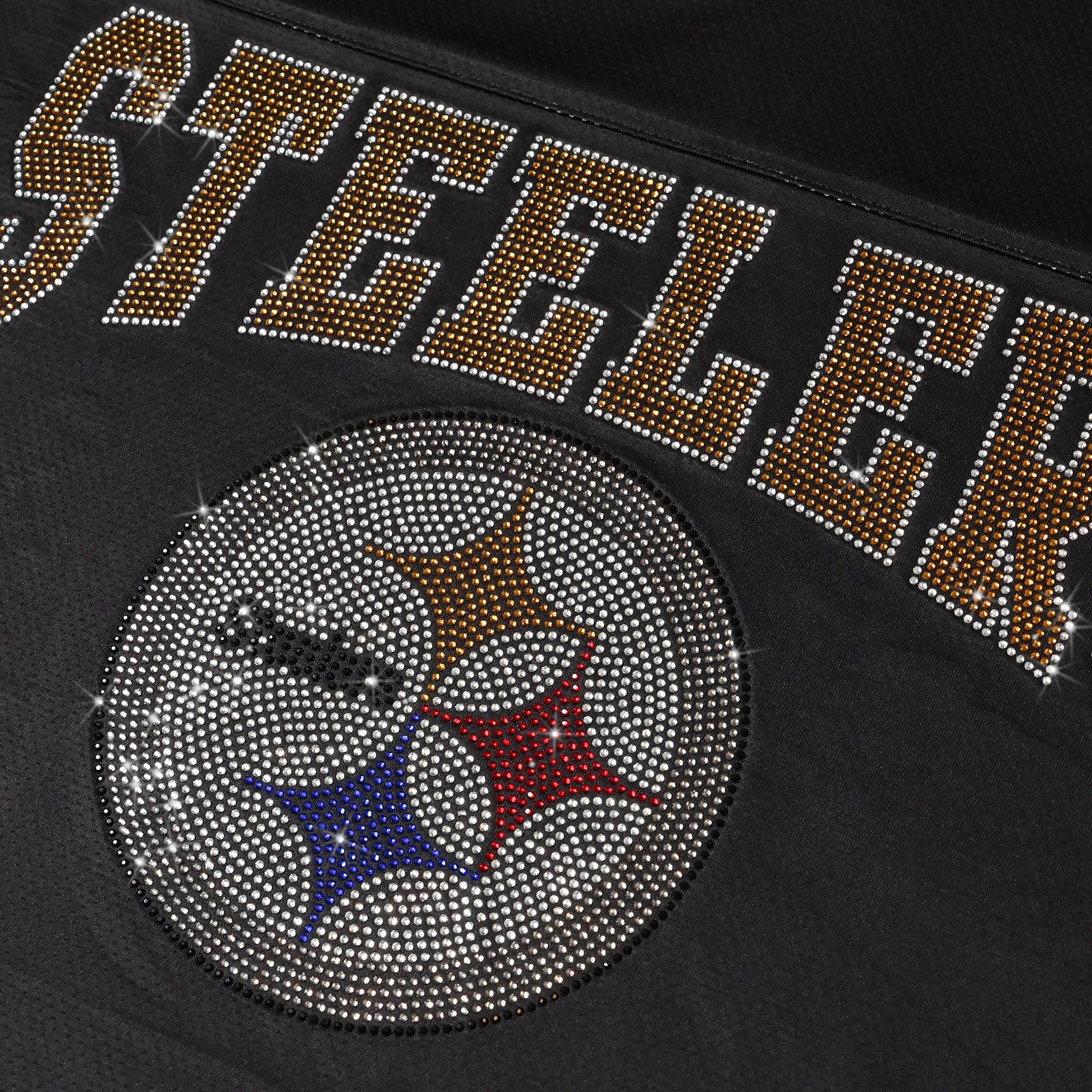 Pittsburgh Steelers NFL Womens Rhinestone Logo Oversized V-Neck Mesh T-Shirt - Image 2