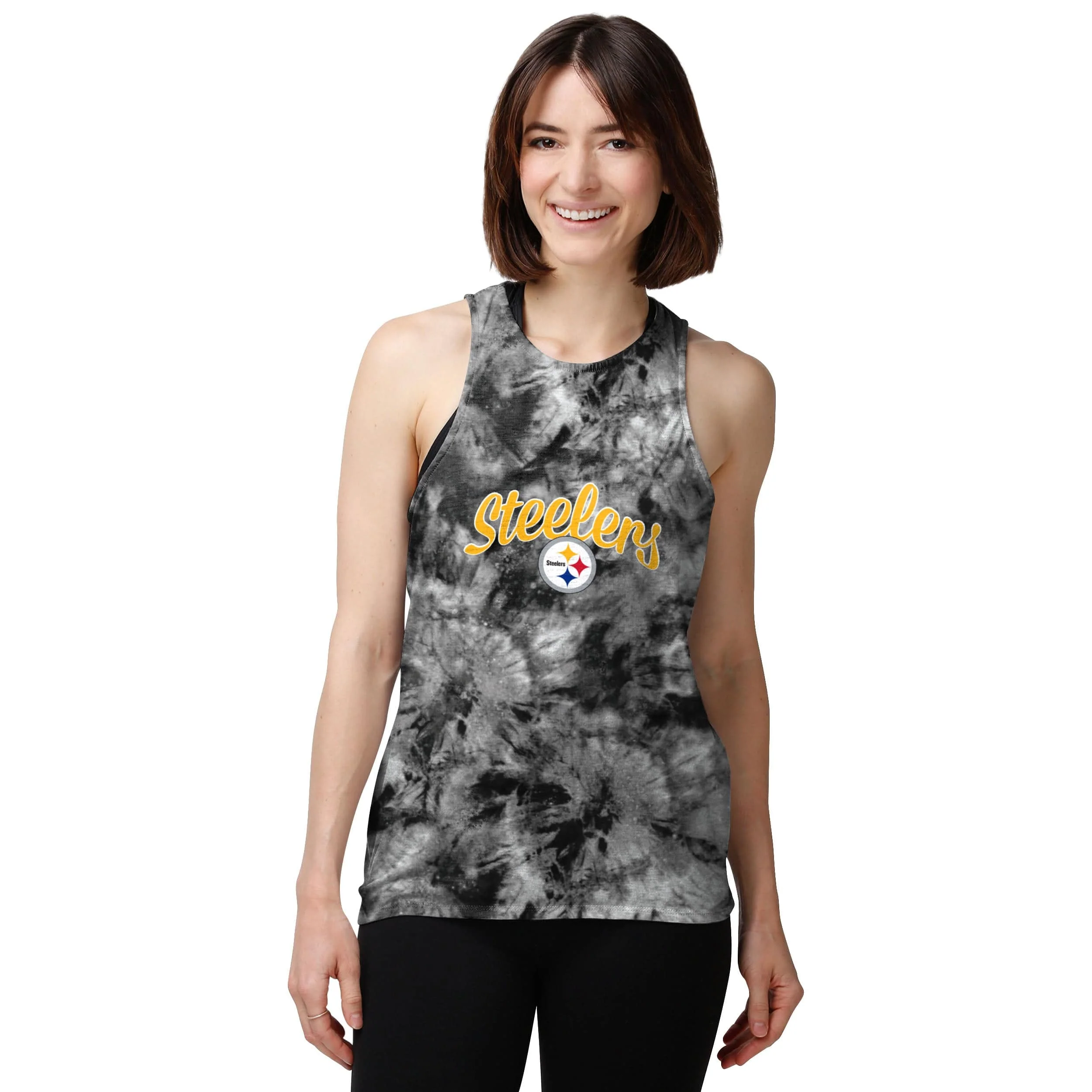 Pittsburgh Steelers NFL Womens Script Wordmark Tie-Dye Tie-Breaker Sleeveless Top - Image 2